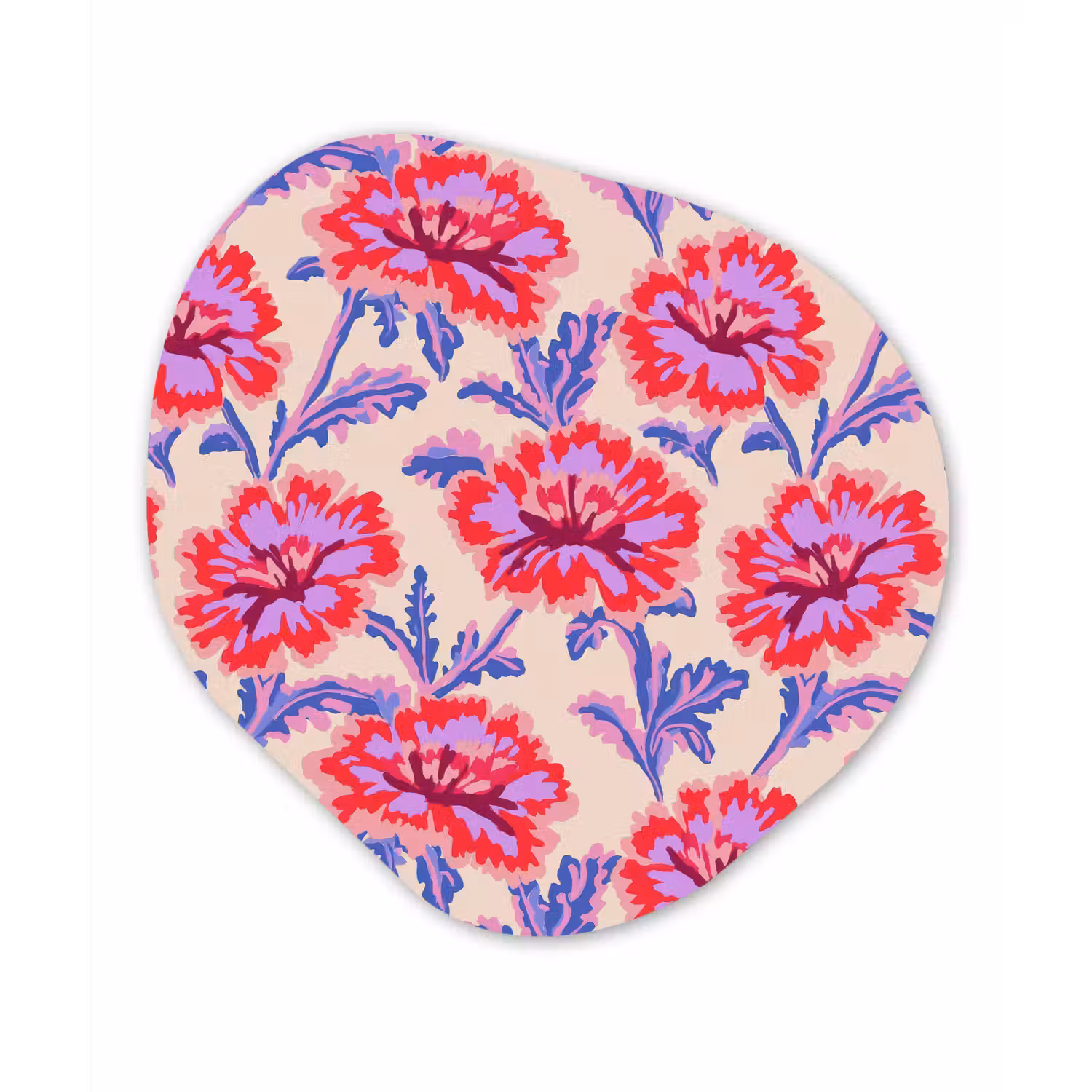 Bloemen - Patroon - Meerkleurig Wandcirkel Organisch Aluminium middel 851 -3d