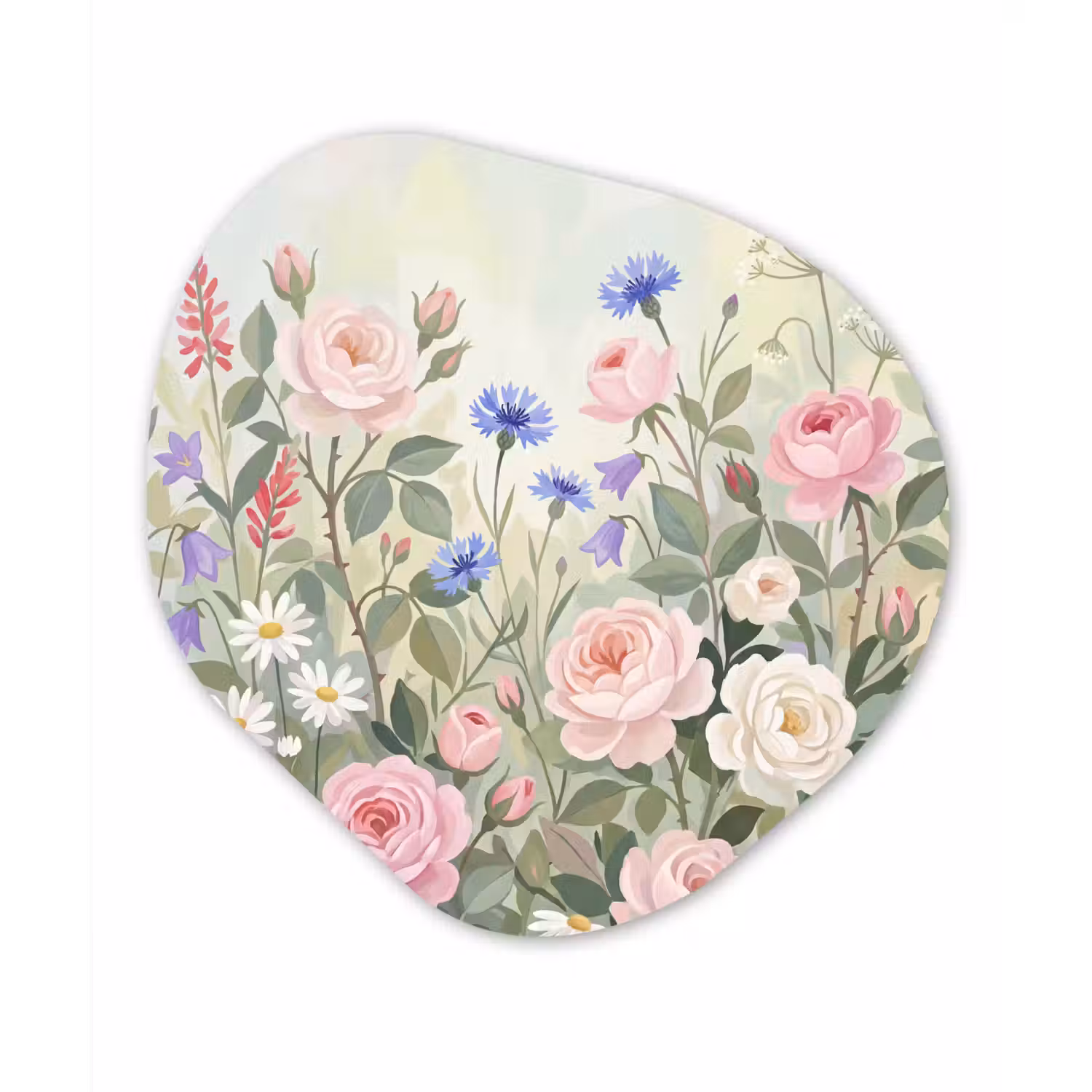 Bloemen - Tuin - Natuur - Kleurrijk Wandcirkel Organisch Aluminium middel -3d