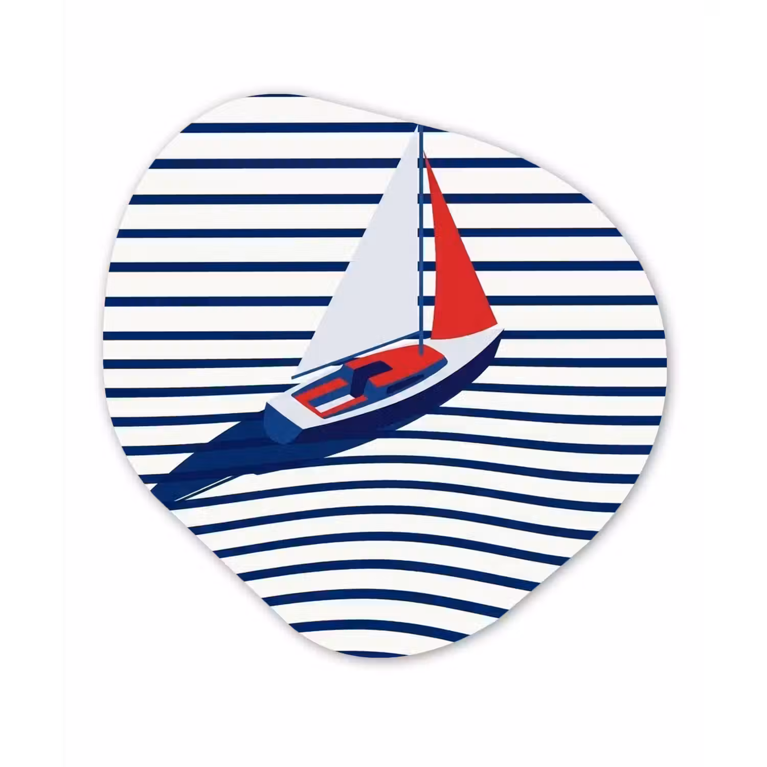 Boot - Water - Abstract - Blauw Wandcirkel Organisch Aluminium middel -3d