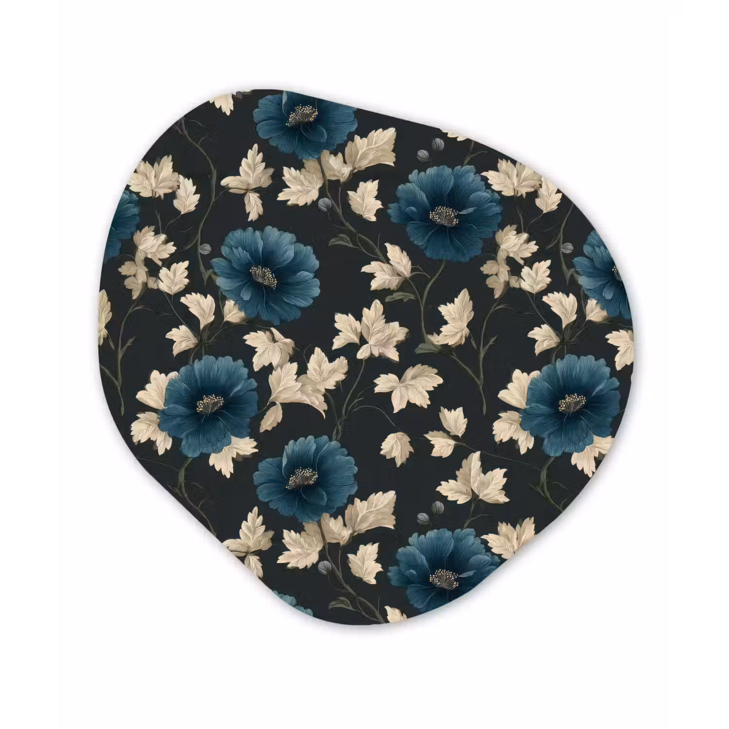 Botanisch - Bloemen - Blauw Wandcirkel Organisch Aluminium middel 851 -3d