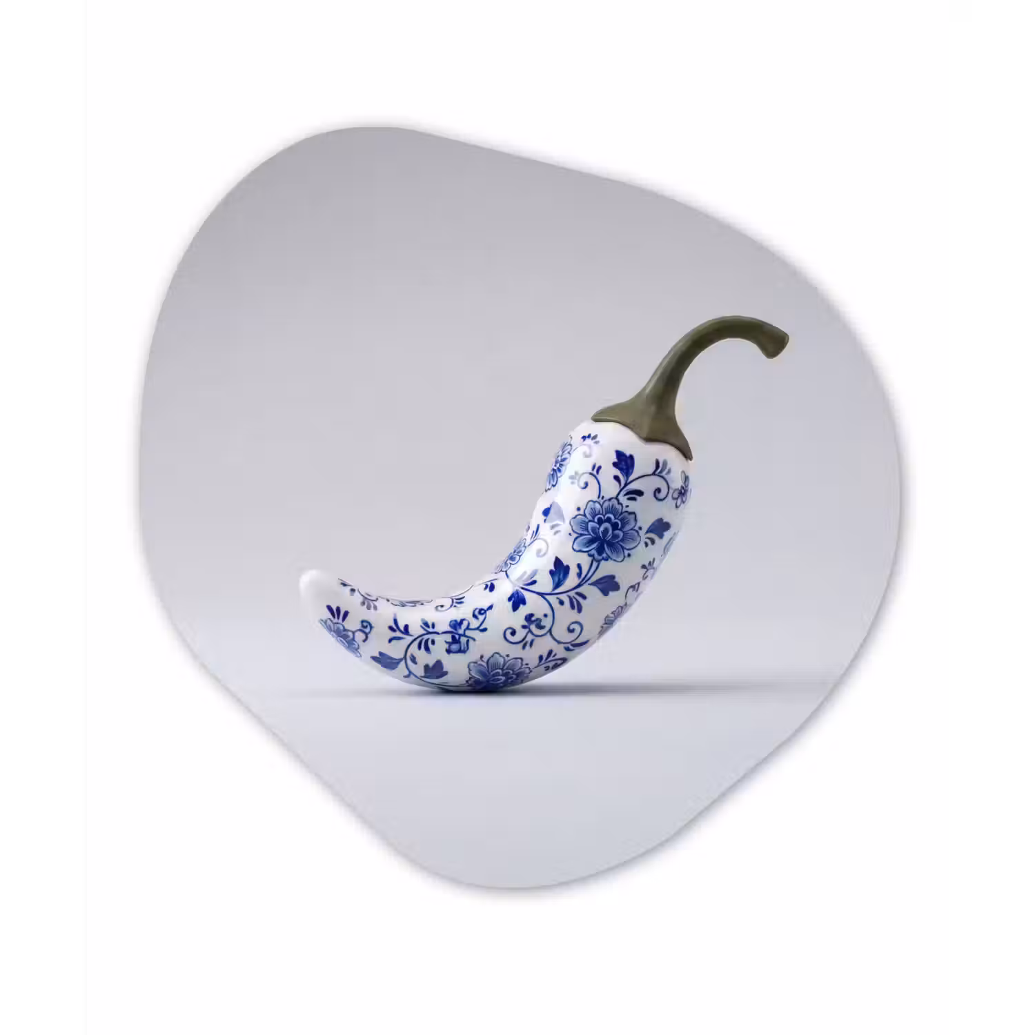 Chilipeper - Keramiek - Blauw Wandcirkel Organisch Aluminium middel -3d