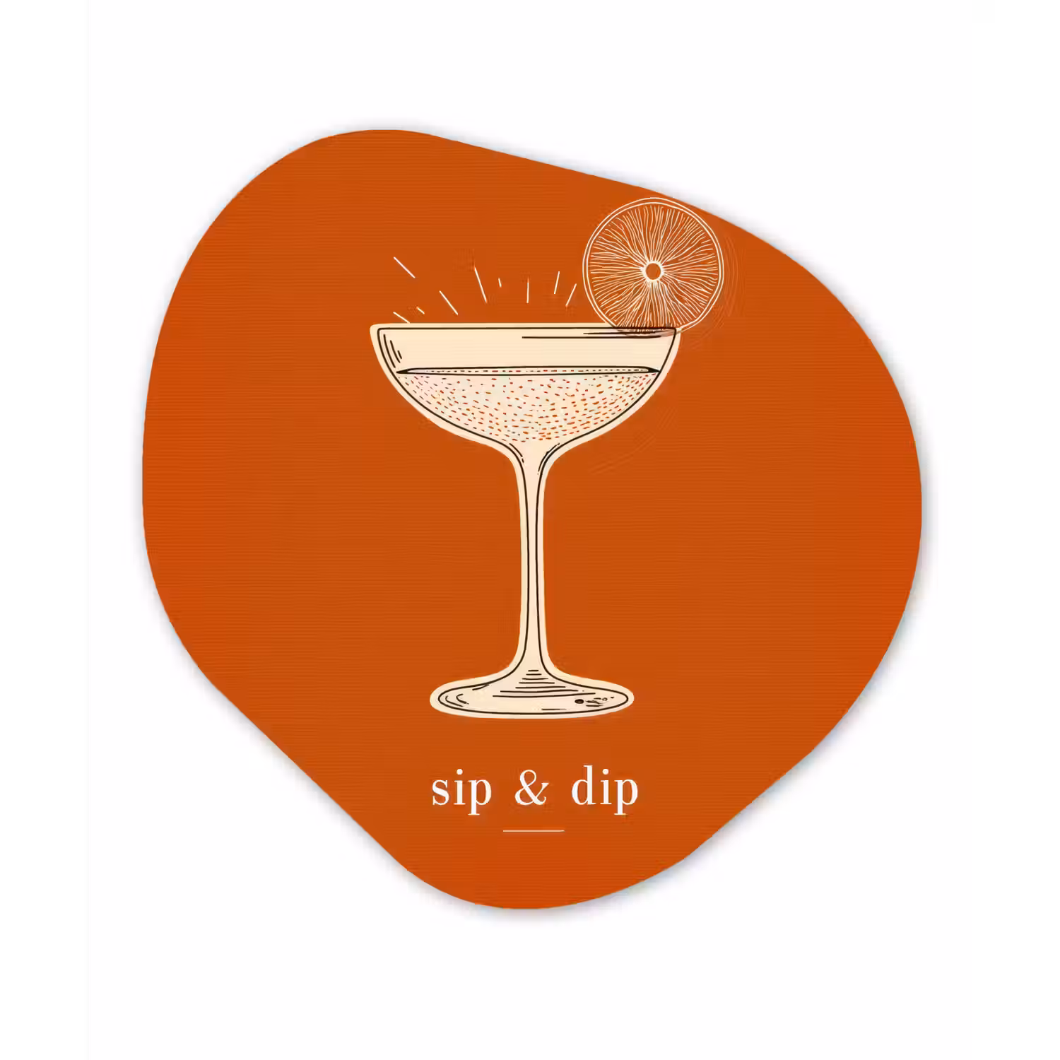 Cocktail - Oranje - Zomer - Quote Wandcirkel Organisch Aluminium middel -3d