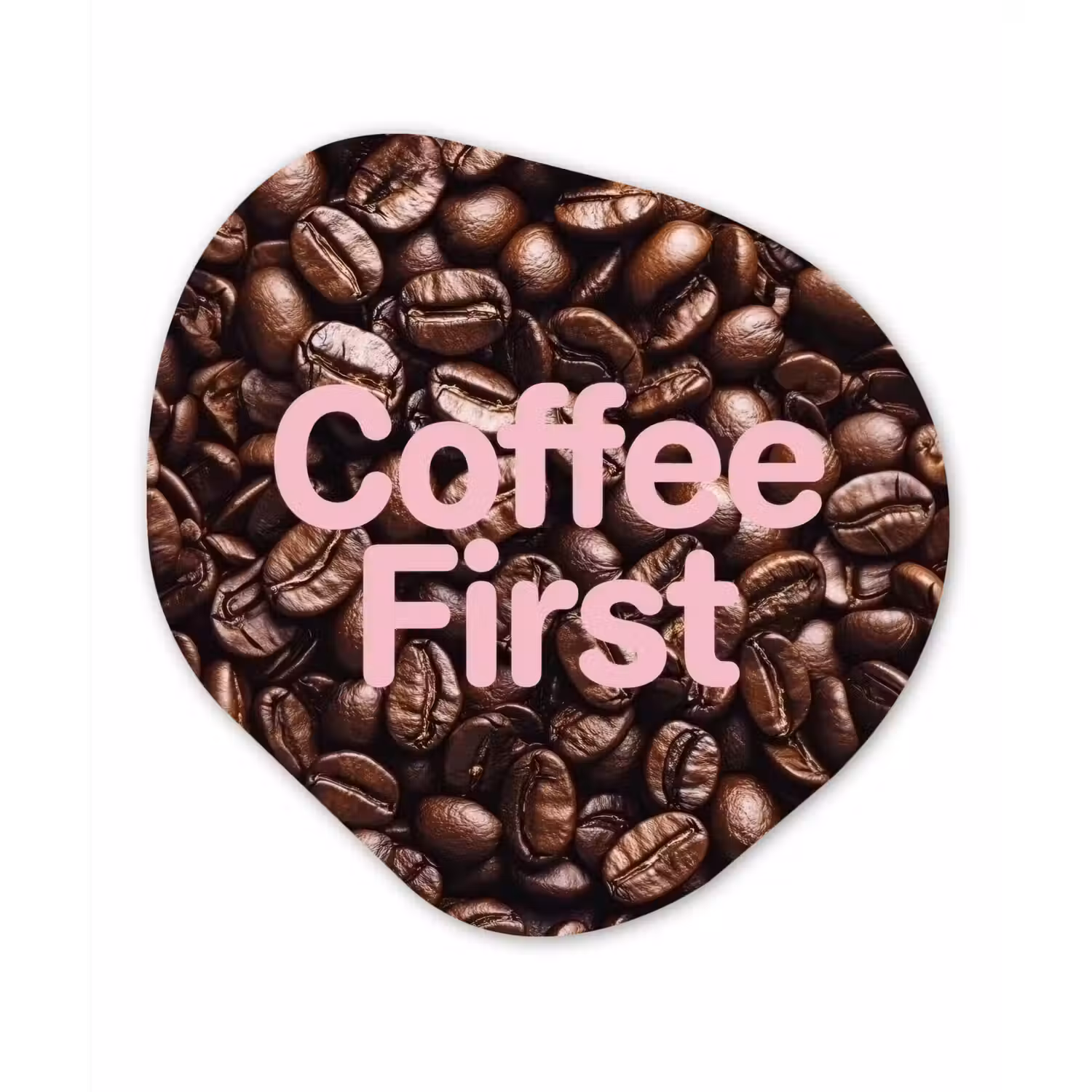 Coffee First - Koffiebonen - Roze Wandcirkel Organisch Aluminium middel -3d