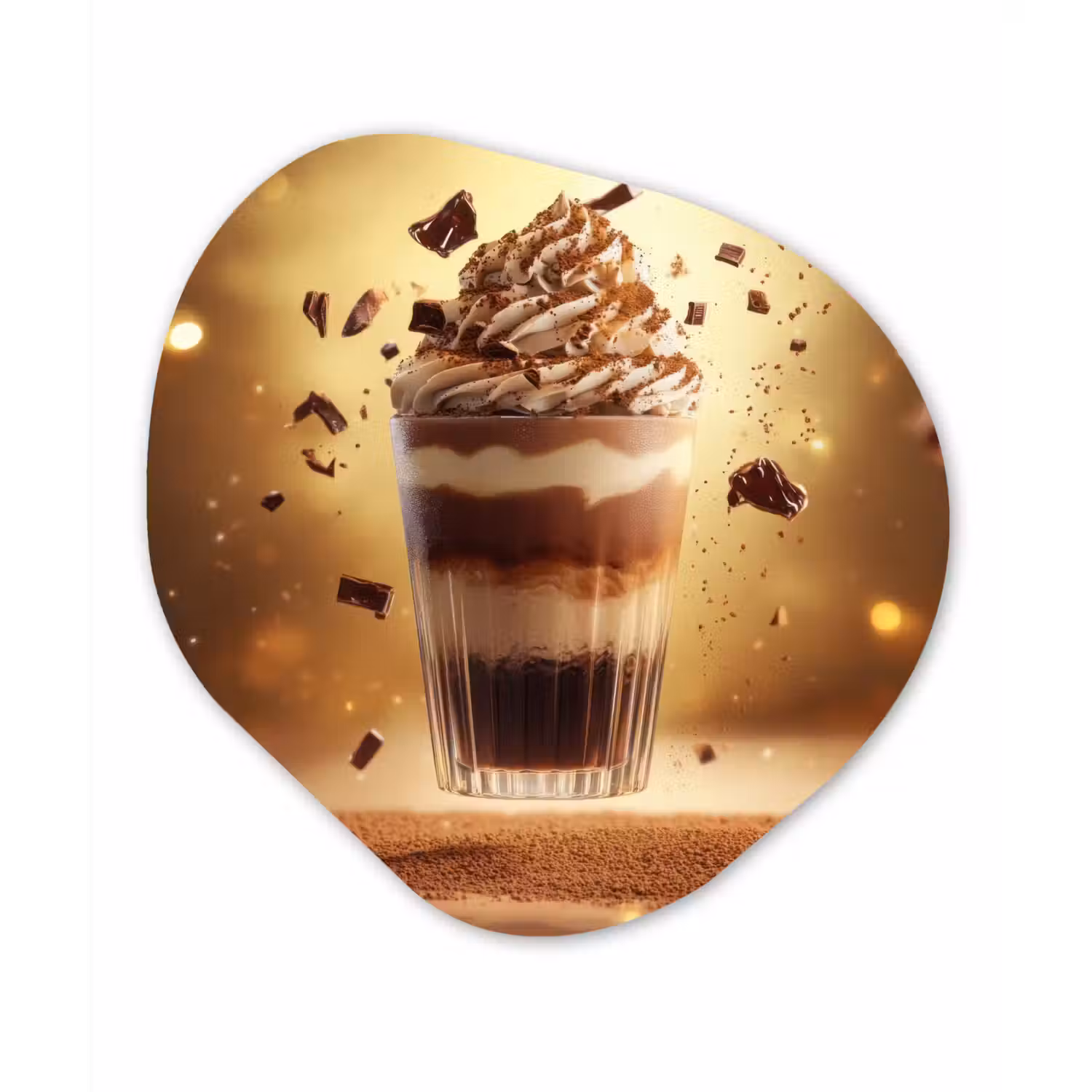 Dessert - Chocolade - Zoet - Eten Wandcirkel Organisch Aluminium middel -3d