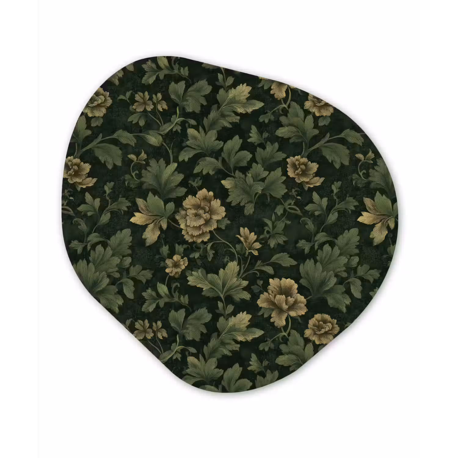 Donker - Groen - Goud - Botanisch Wandcirkel Organisch Aluminium middel 851 -3d