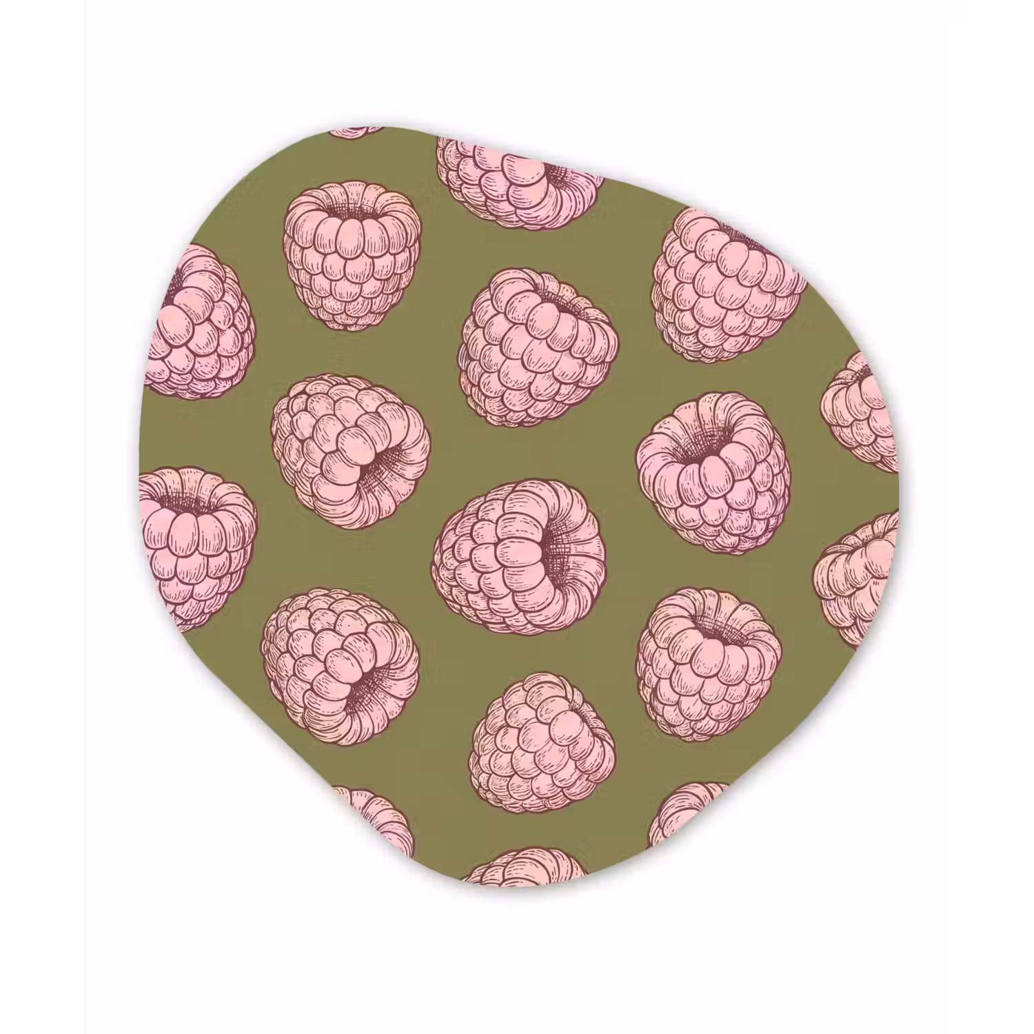 Eten - Patroon - Illustratie - Roze - Groen Wandcirkel Organisch Aluminium middel -3d
