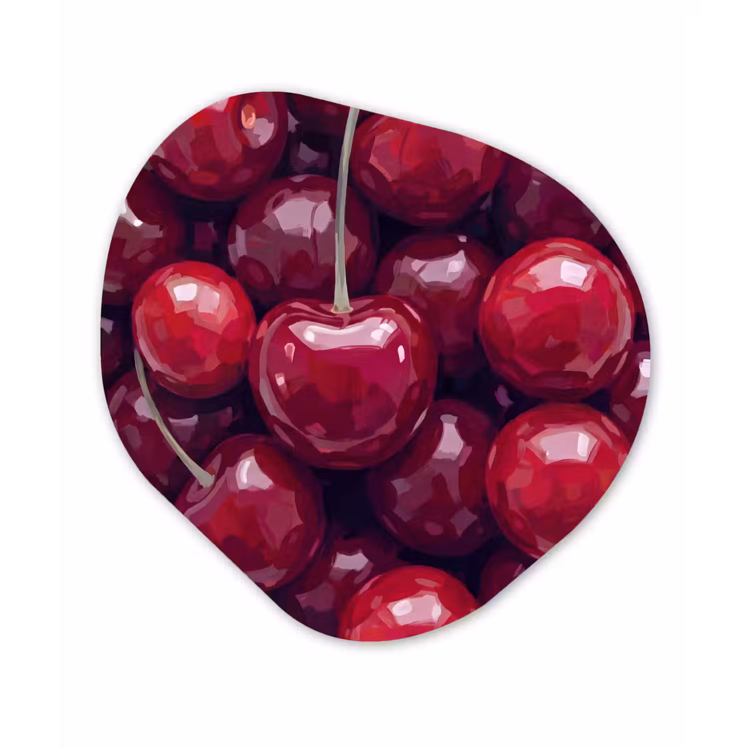 Fruit - Kersen - Eten - Modern - Rood Wandcirkel Organisch Aluminium middel -3d