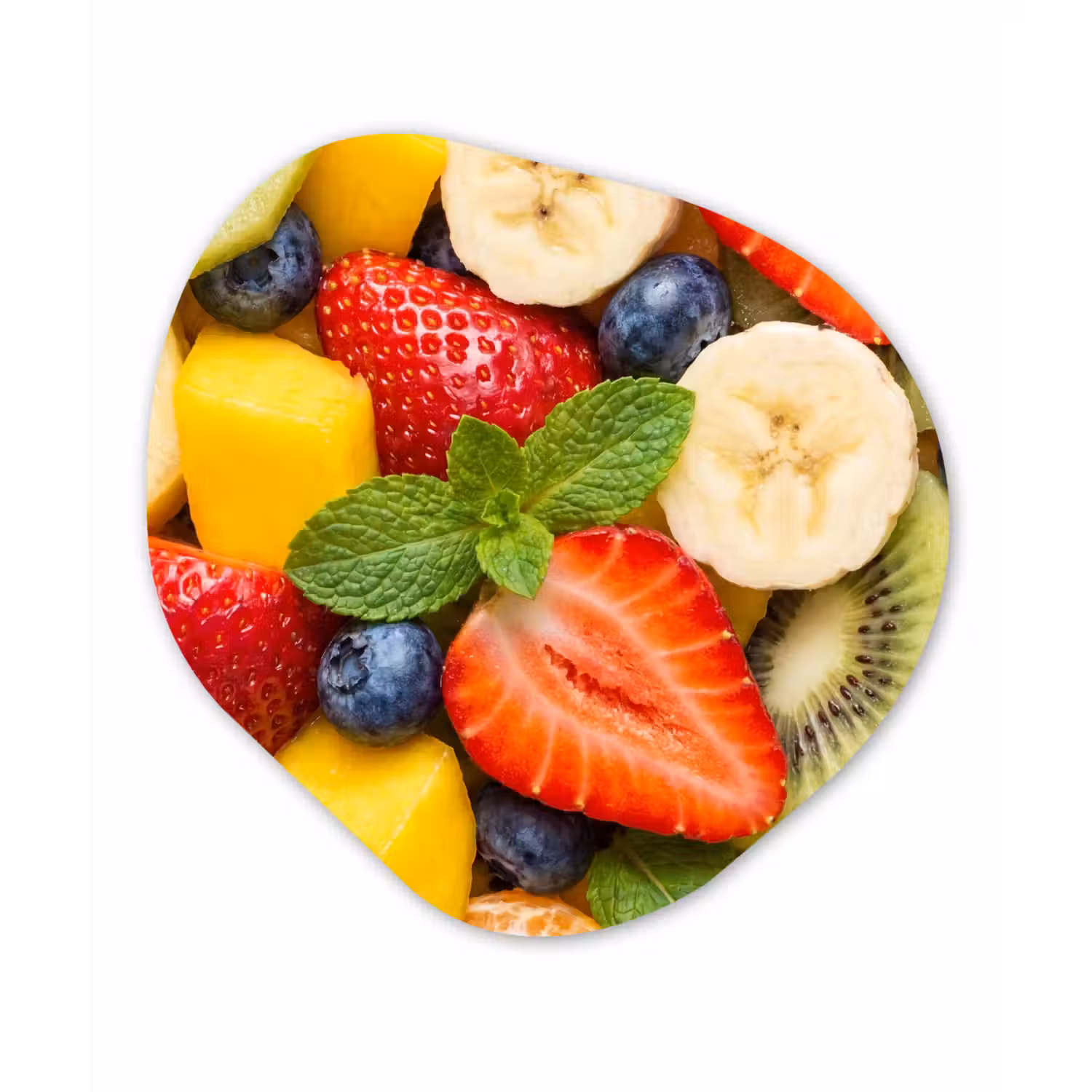 Fruit - Plakjes - Eten - Kleurrijk Wandcirkel Organisch Aluminium middel -3d