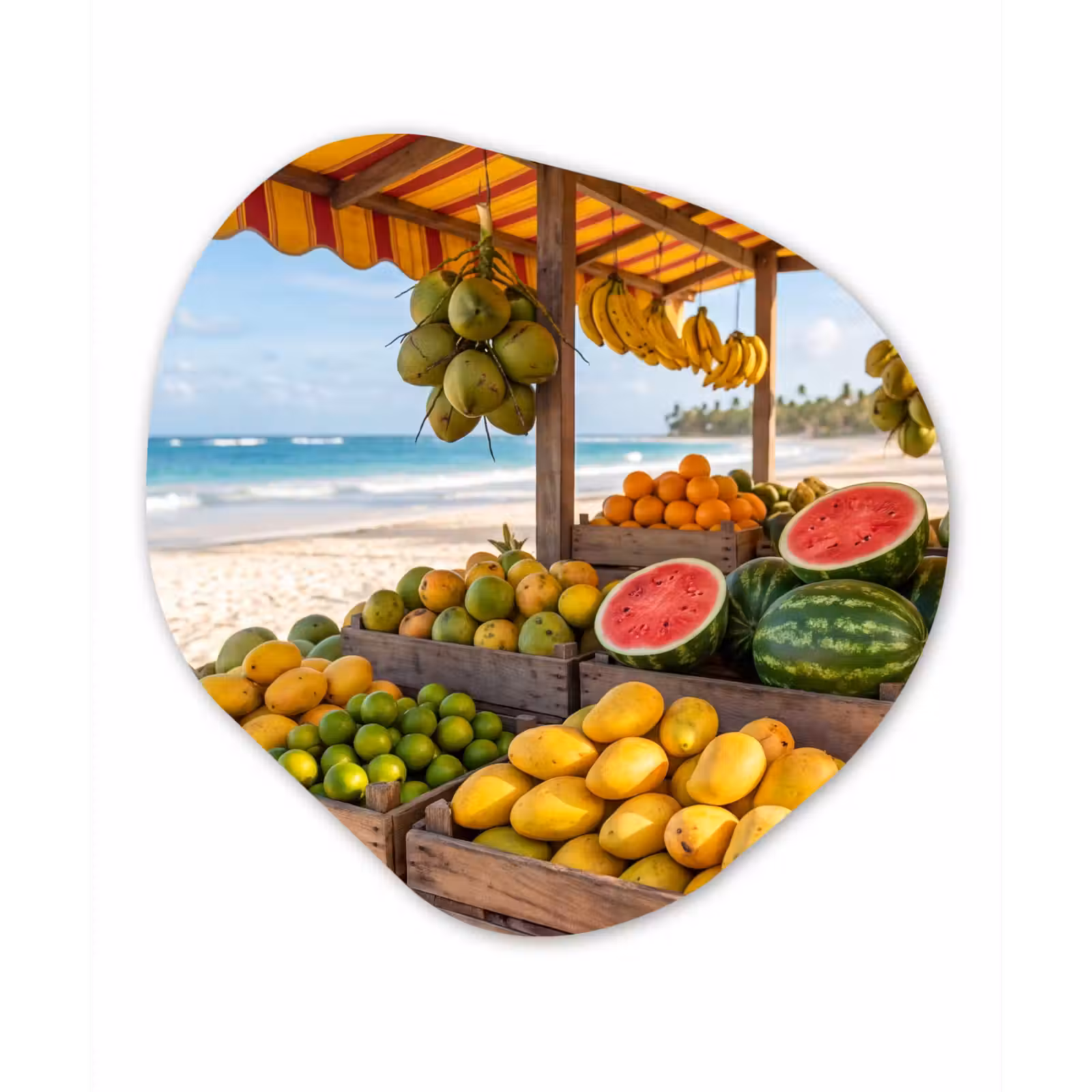 Organisch schilderij aluminium - Fruit - Strand - Tropisch - Fruit - Strand - Tropisch Wandcirkel Organisch Aluminium middel