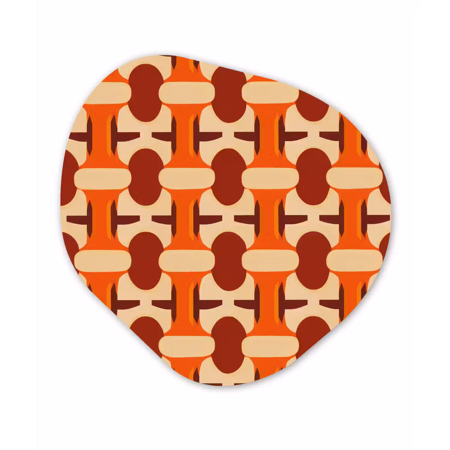 Geometrisch - Retro - Oranje Wandcirkel Organisch Aluminium middel 851 -3d