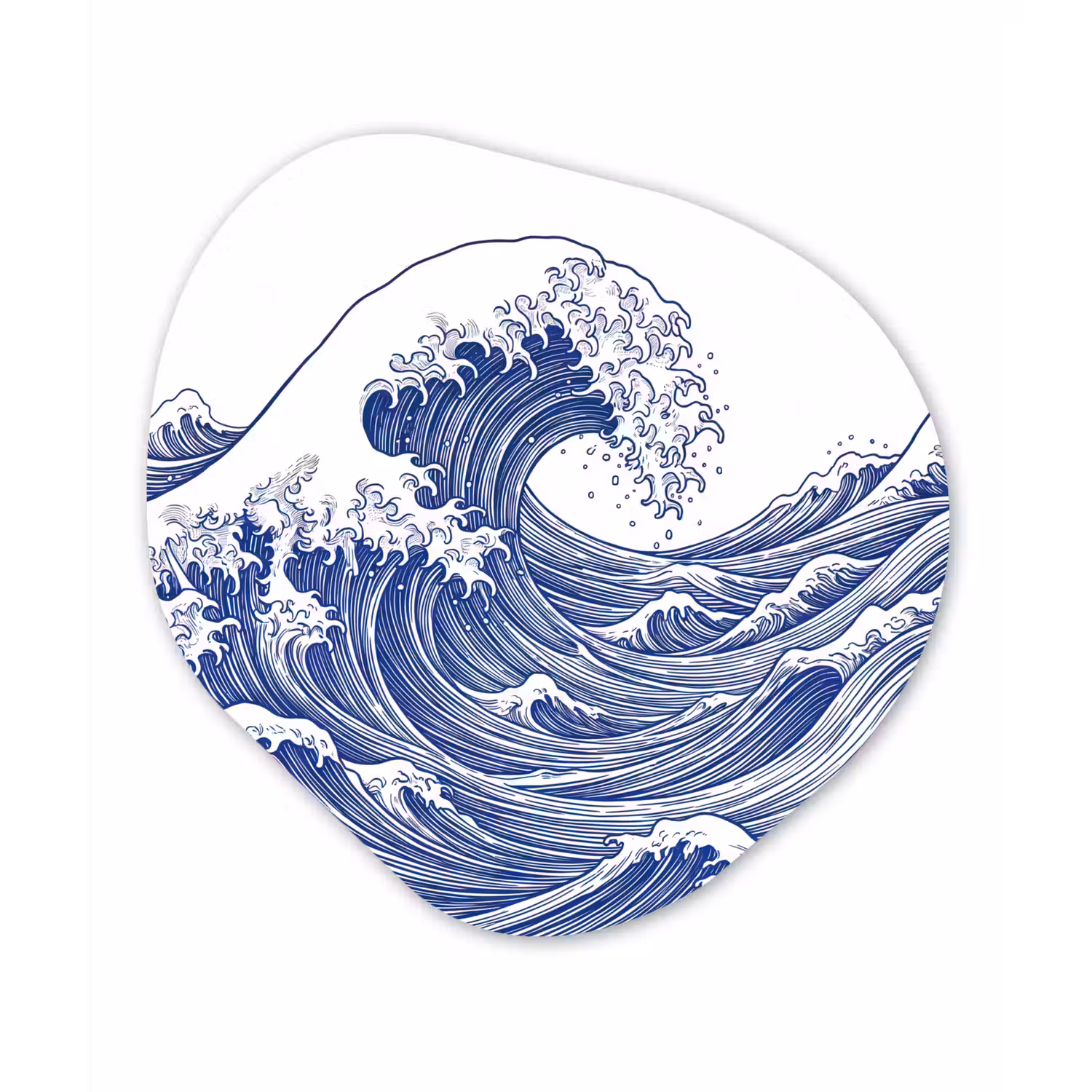 Golf - Japans - Zee - Illustratie - Blauw Wandcirkel Organisch Aluminium middel -3d