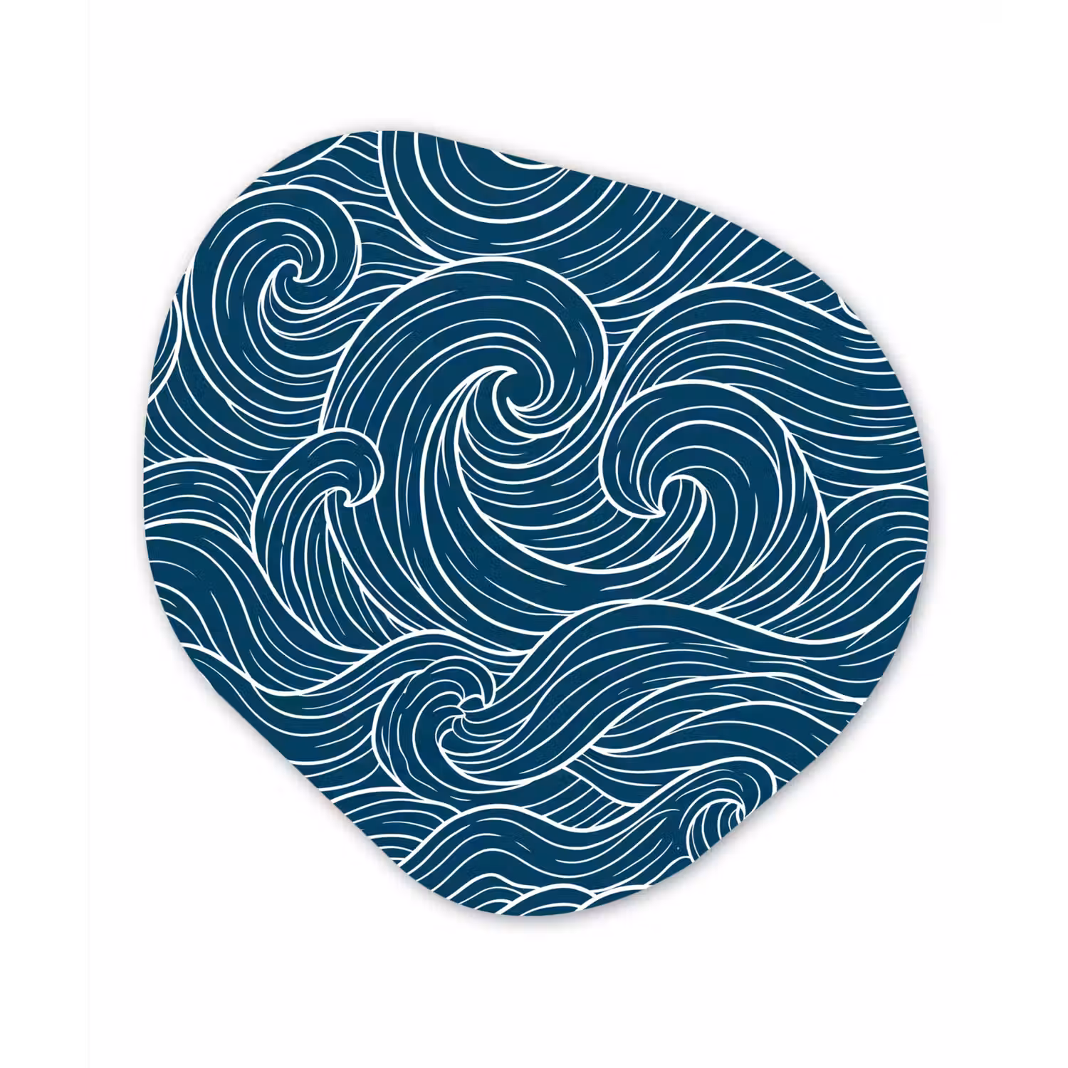 Golven - Spiraal - Water - Abstract - Blauw Wandcirkel Organisch Aluminium middel -3d