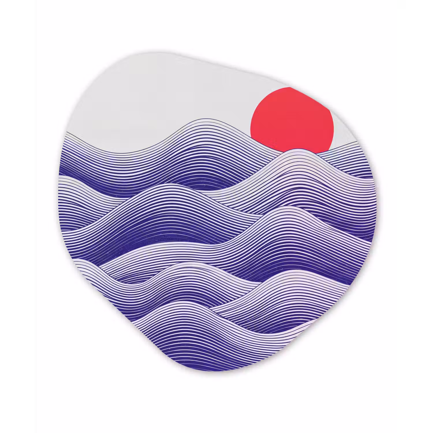 Golven - Zon - Natuur - Abstract - Rood Wandcirkel Organisch Aluminium middel -3d