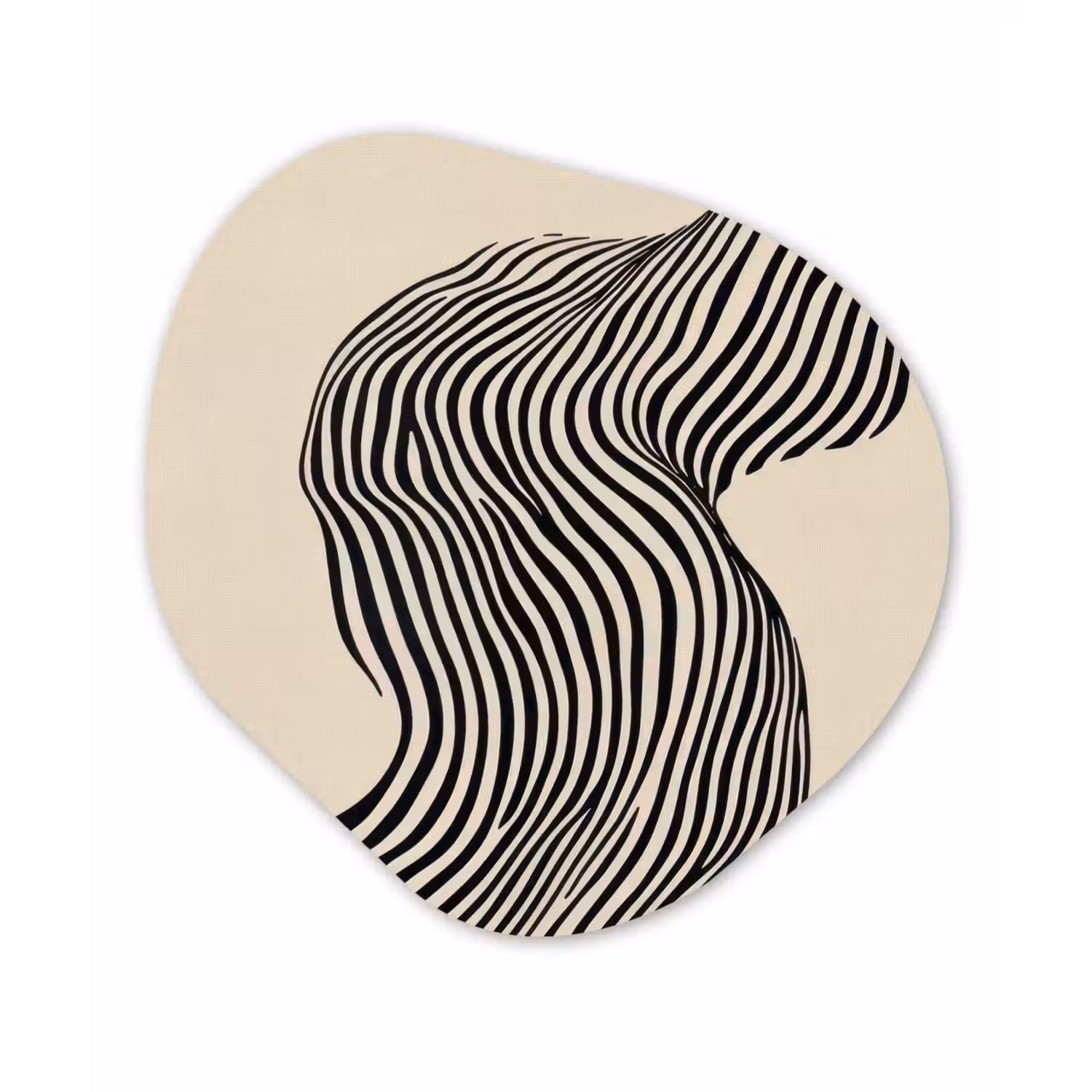 Golvend - Lijnen - Abstract - Silhouet Wandcirkel Organisch Aluminium middel -3d