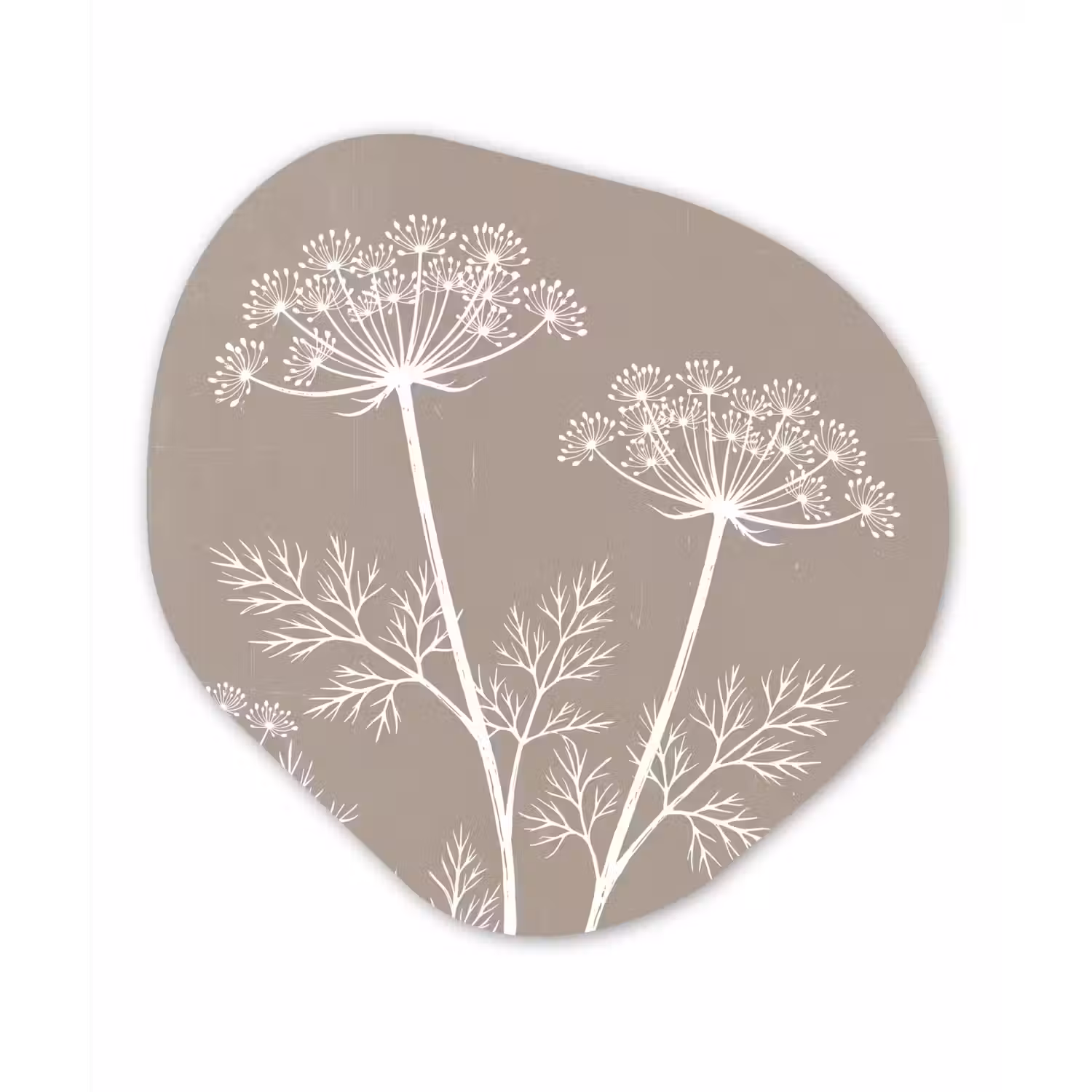 Grafisch - Fluitenkruid - Taupe Wandcirkel Organisch Aluminium middel -3d