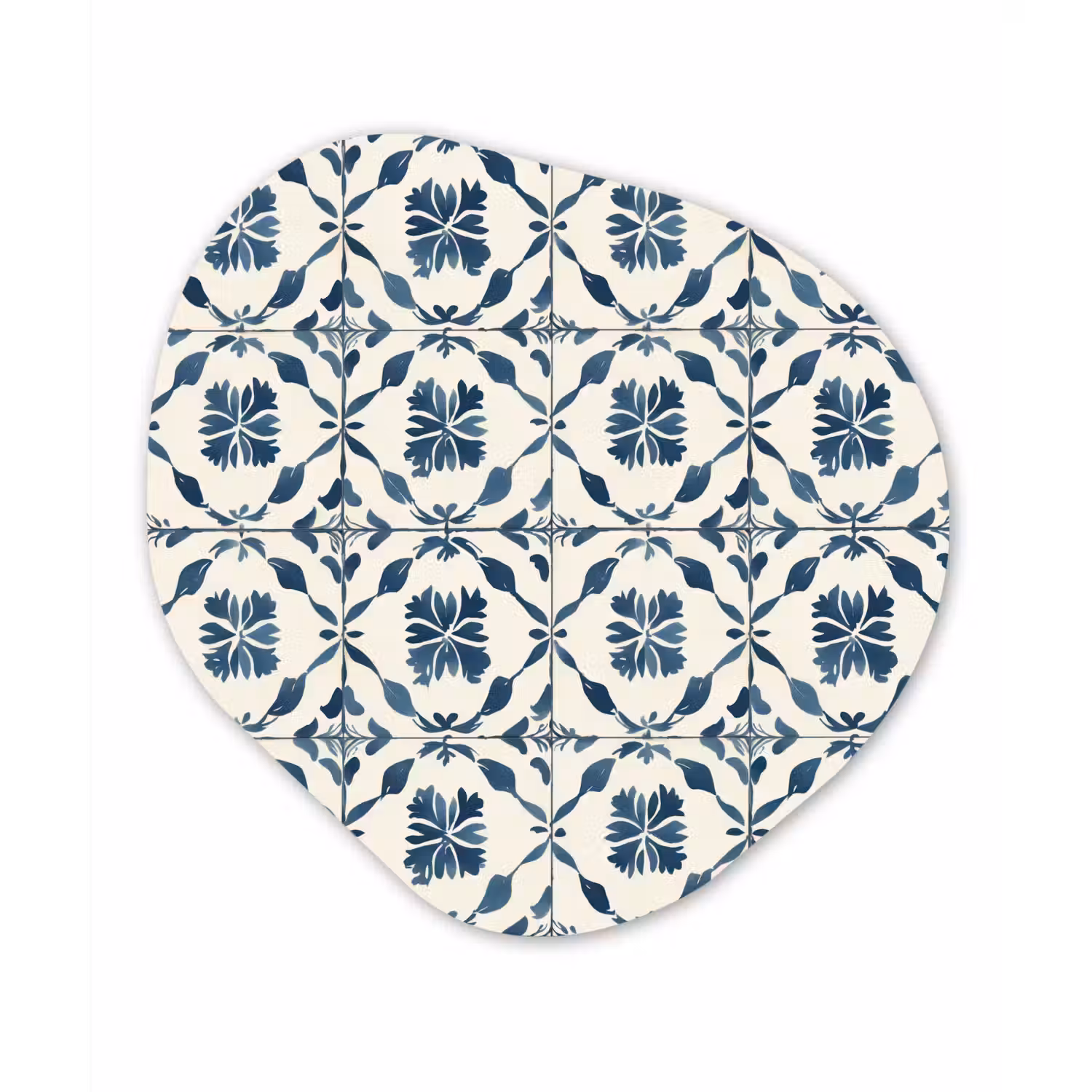Grafisch - Tegel - Blauw Wandcirkel Organisch Aluminium middel 851 -3d
