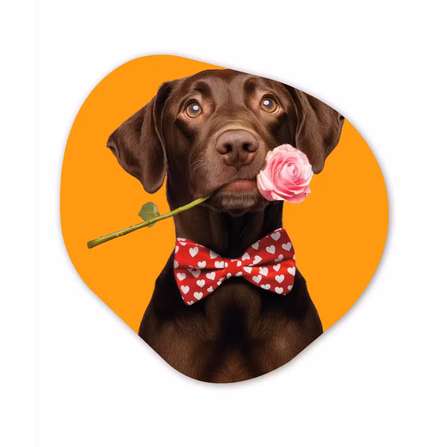 Hond - Oranje - Roos - Valentijn Wandcirkel Organisch Aluminium middel -3d