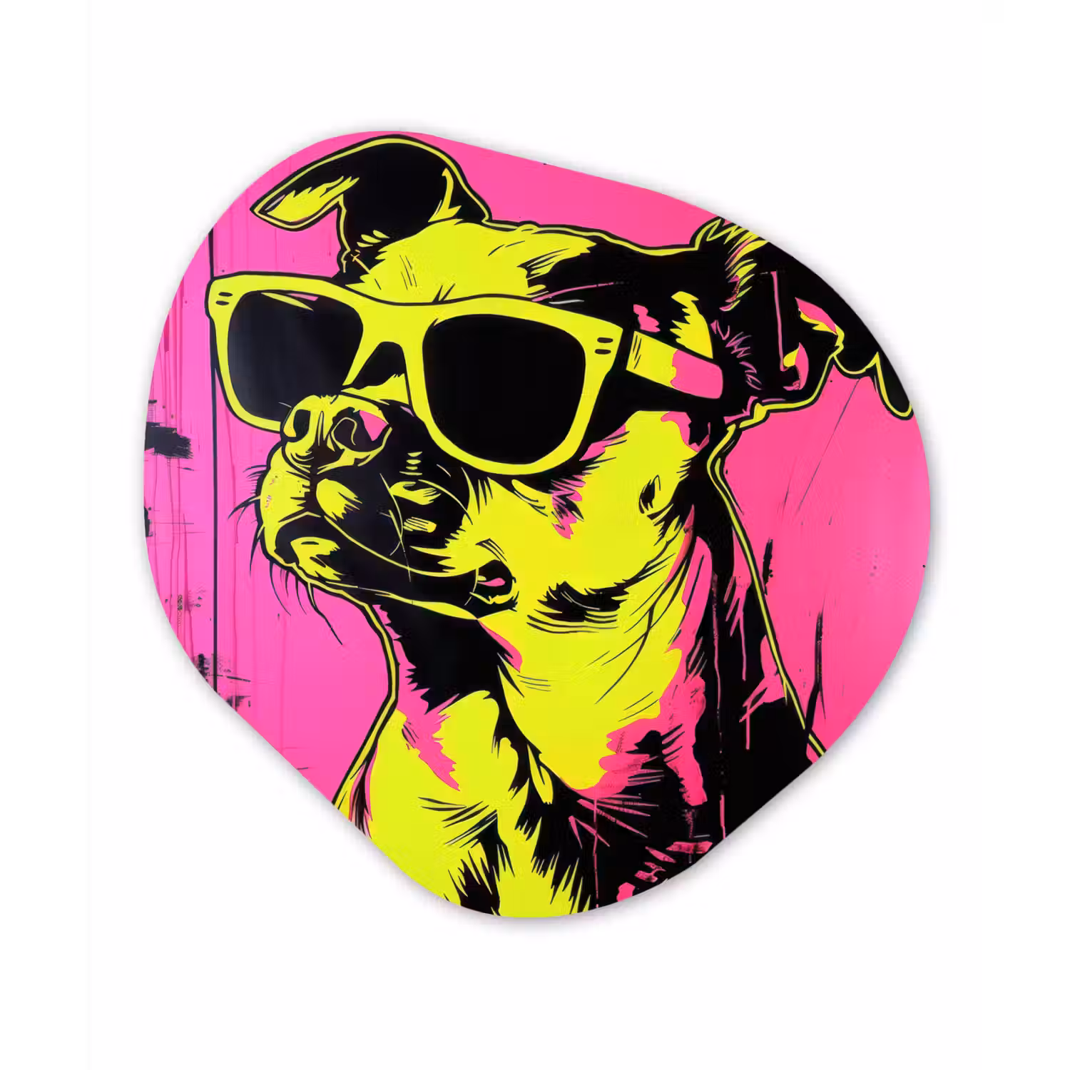 Hond - Zonnebril - Roze - Art Wandcirkel Organisch Aluminium middel -3d