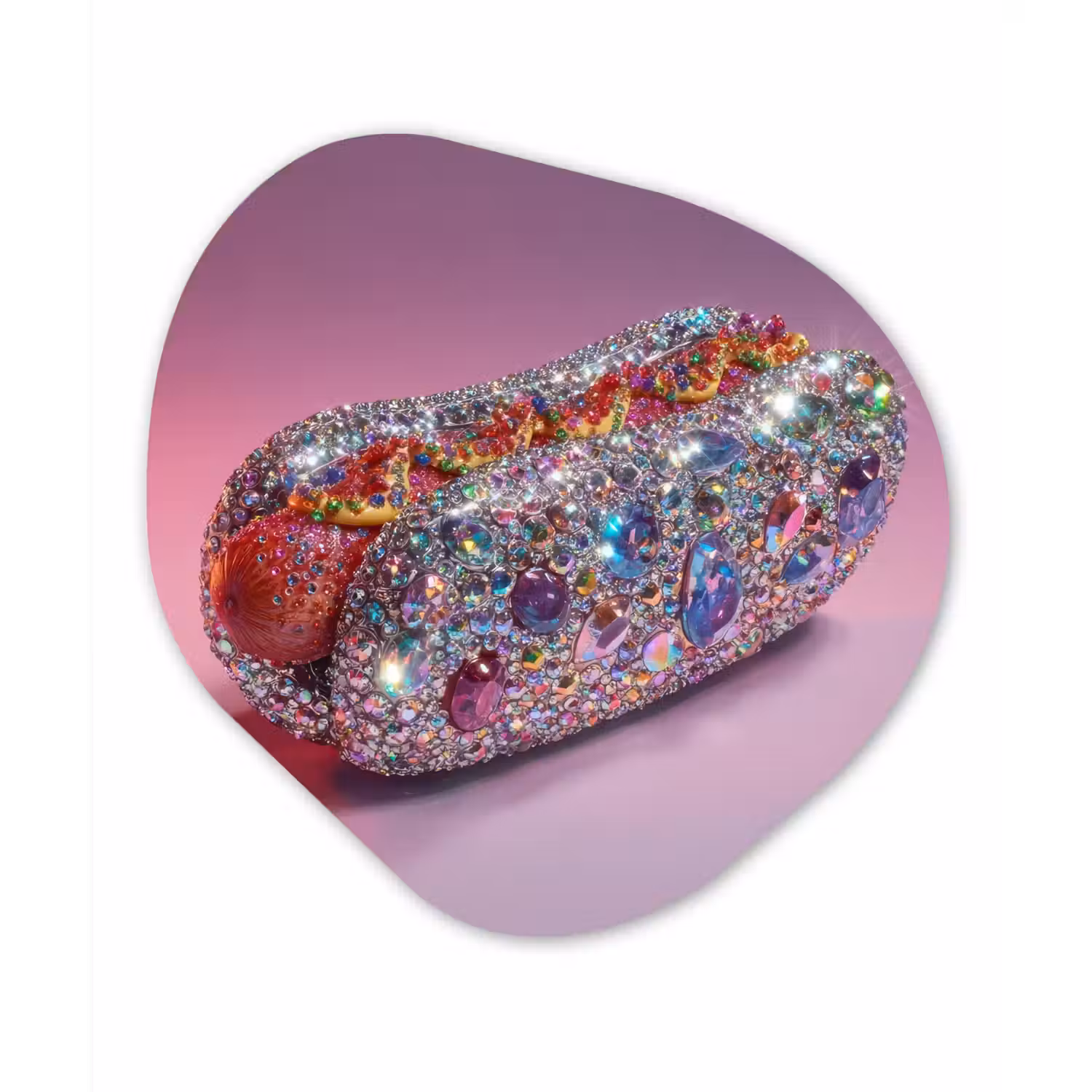 Hotdog - Steentjes - Glitters - Paars Wandcirkel Organisch Aluminium middel -3d