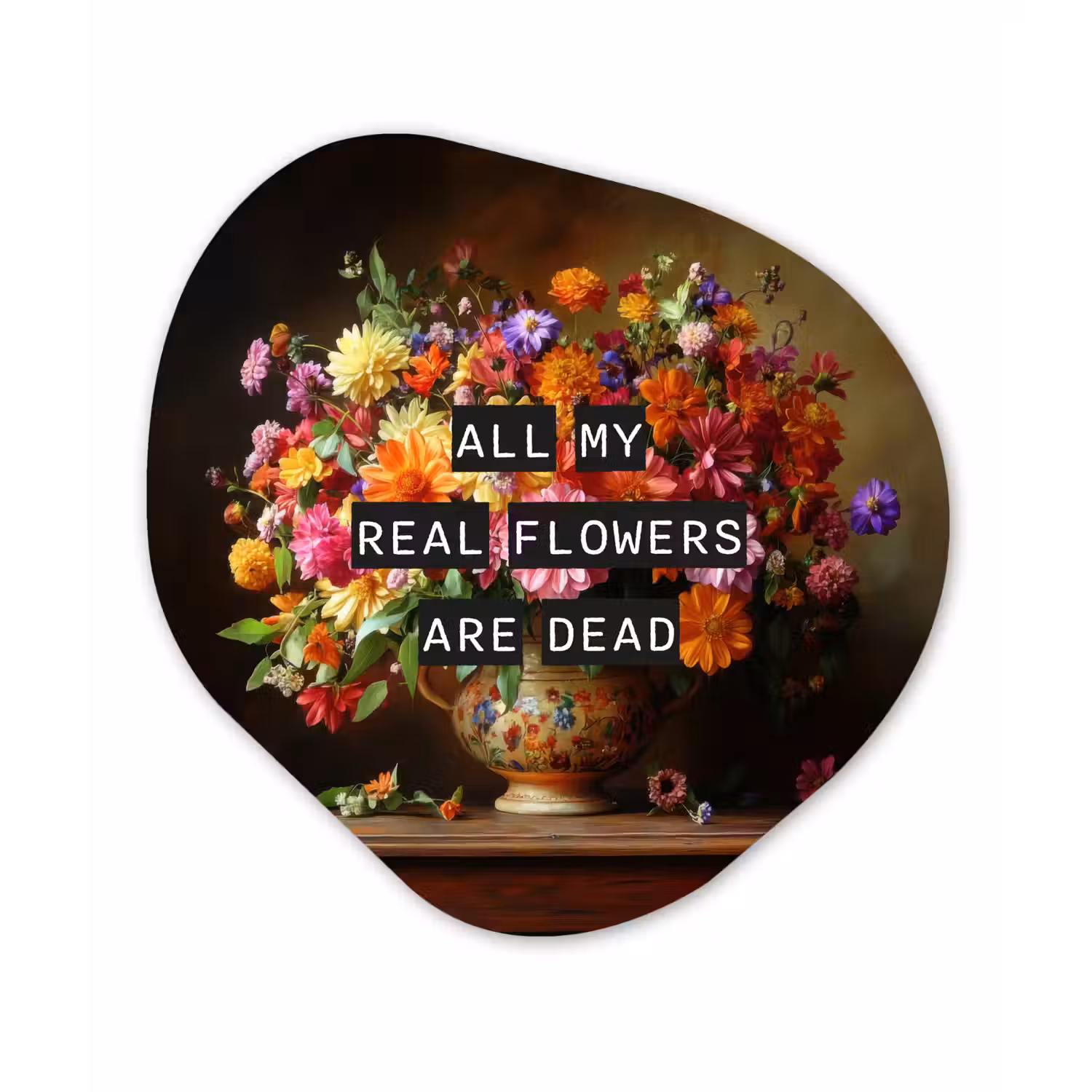 Kleur - Bloemen - Vintage - Bloemenvaas Wandcirkel Organisch Aluminium middel -3d