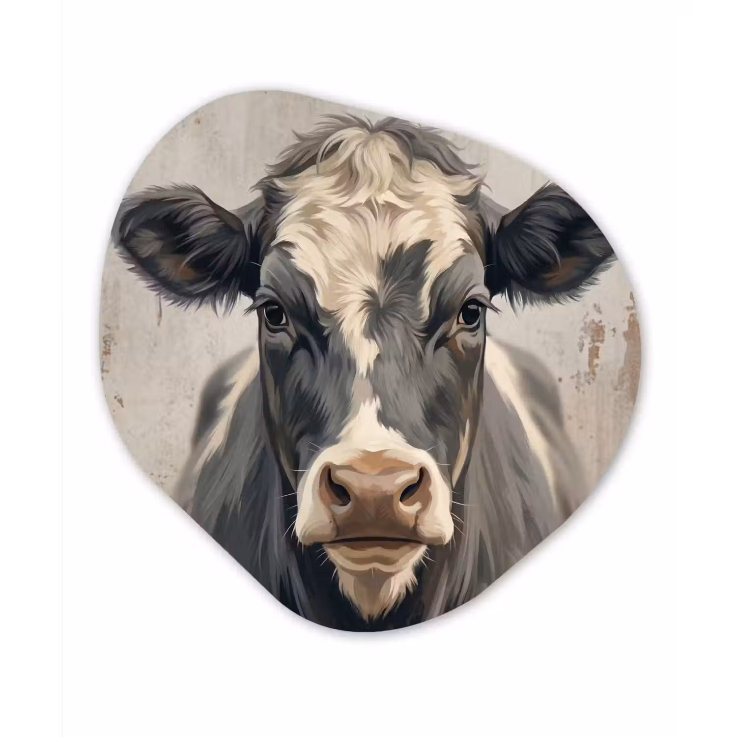 Koe - Portret - Dieren - Modern Wandcirkel Organisch Aluminium middel -3d
