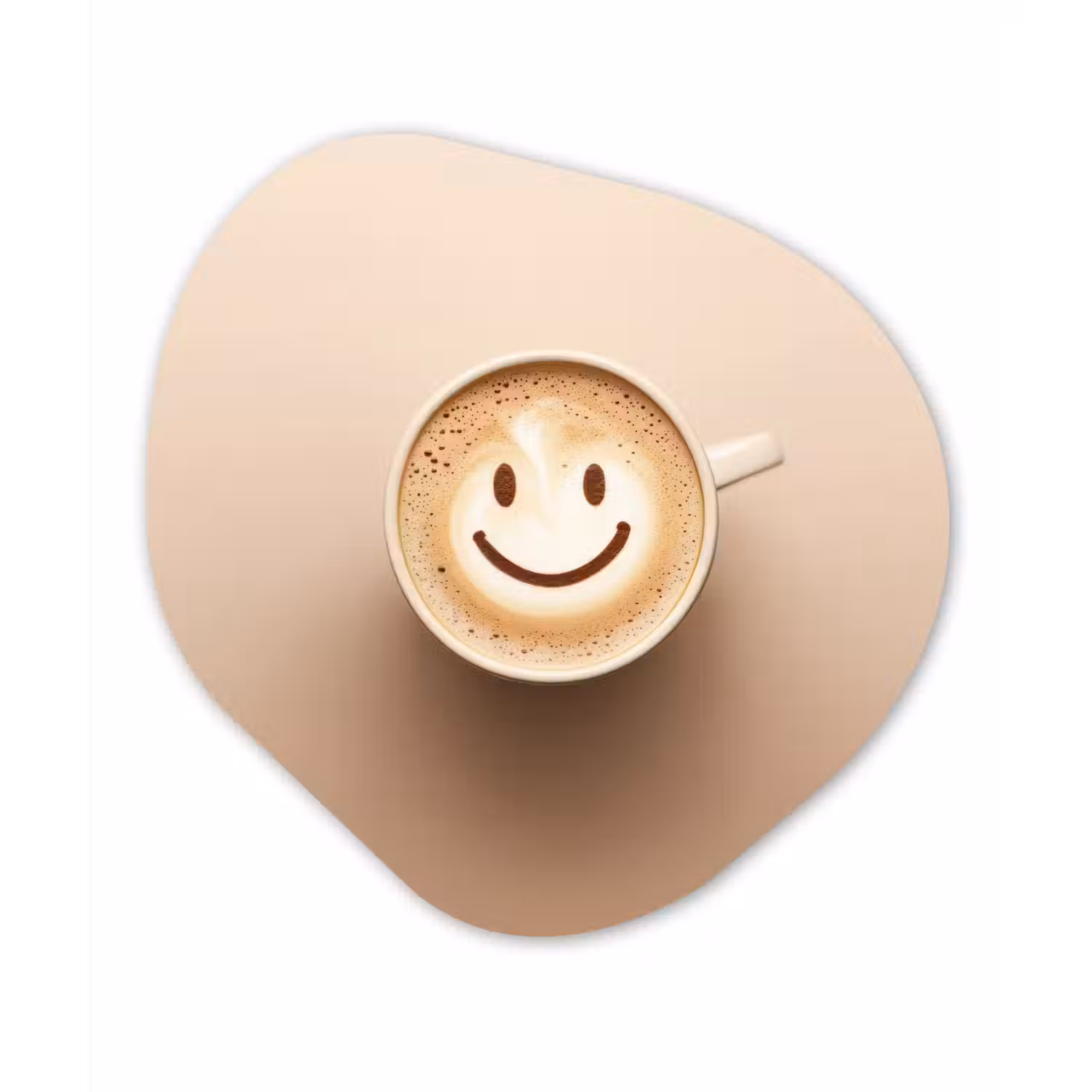 Koffie - Melkschuim - Lach - Beige Wandcirkel Organisch Aluminium middel -3d