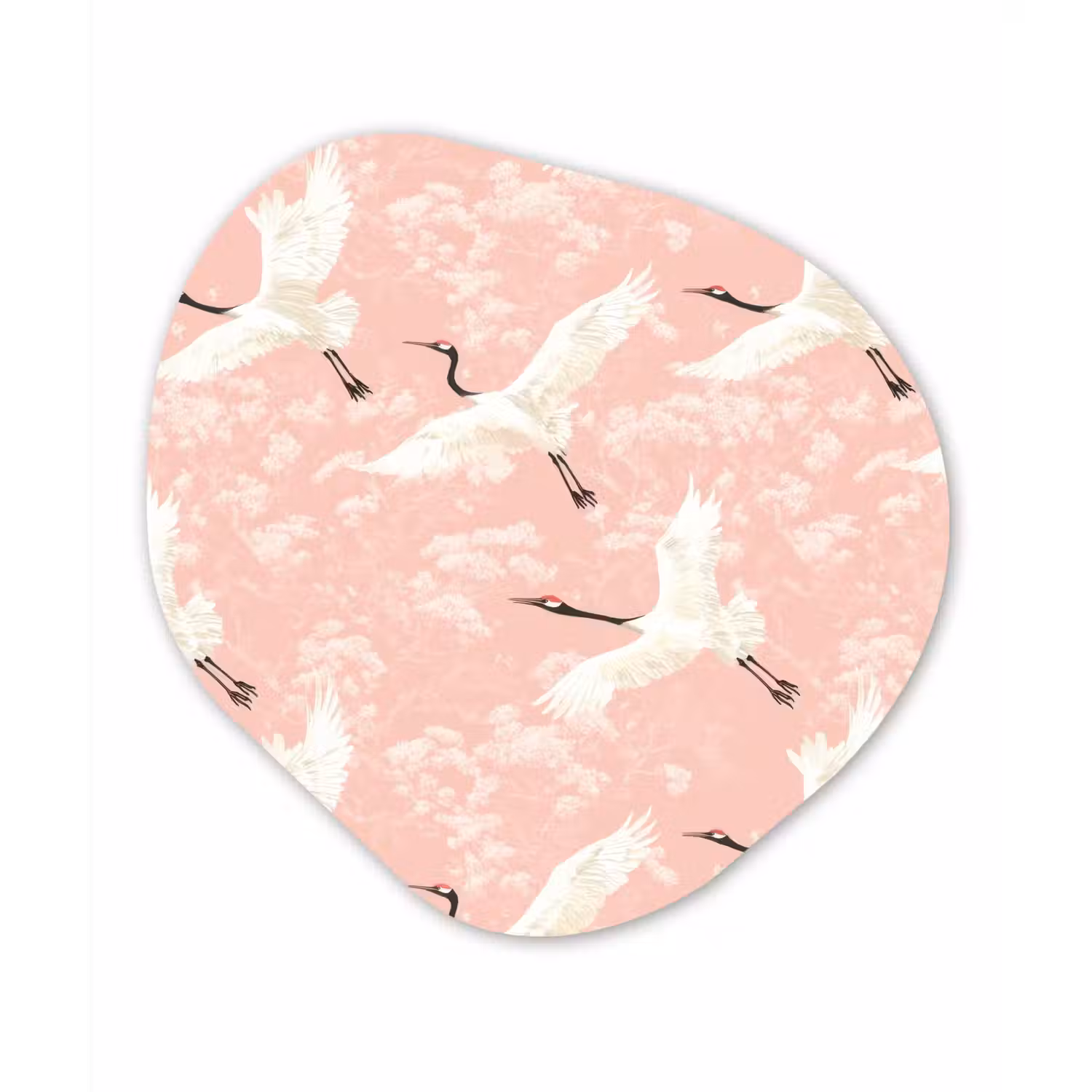 Kraanvogels - Bloesem - Roze Wandcirkel Organisch Aluminium middel 851 -3d