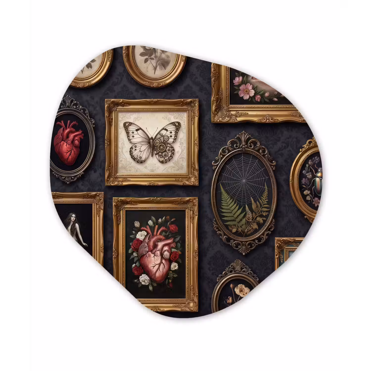 Kunst - Collectie - Vintage - Klassiek - Donker Wandcirkel Organisch Aluminium middel -3d