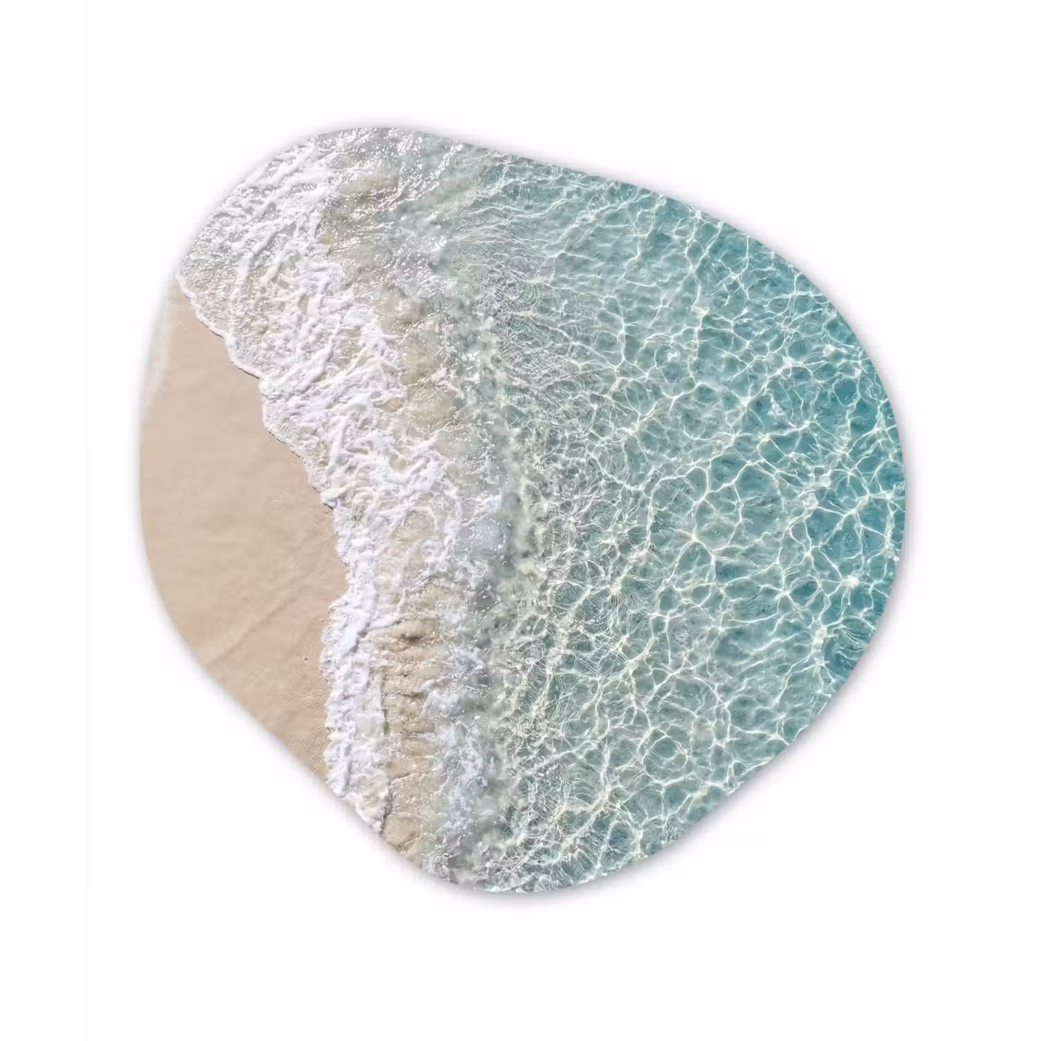 Kust - Zand - Blauw Wandcirkel Organisch Aluminium middel -3d