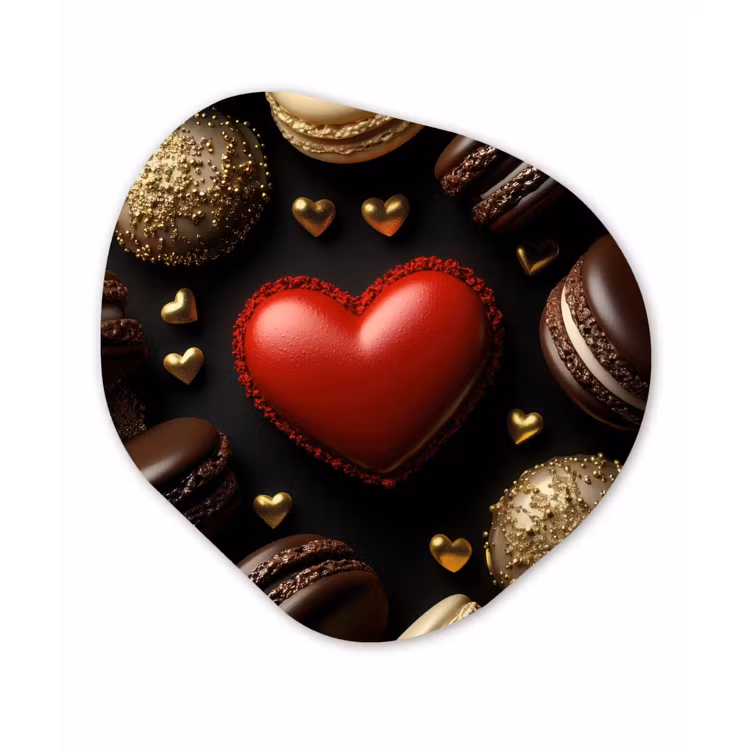 Macarons - Rood - Hart Wandcirkel Organisch Aluminium middel -3d