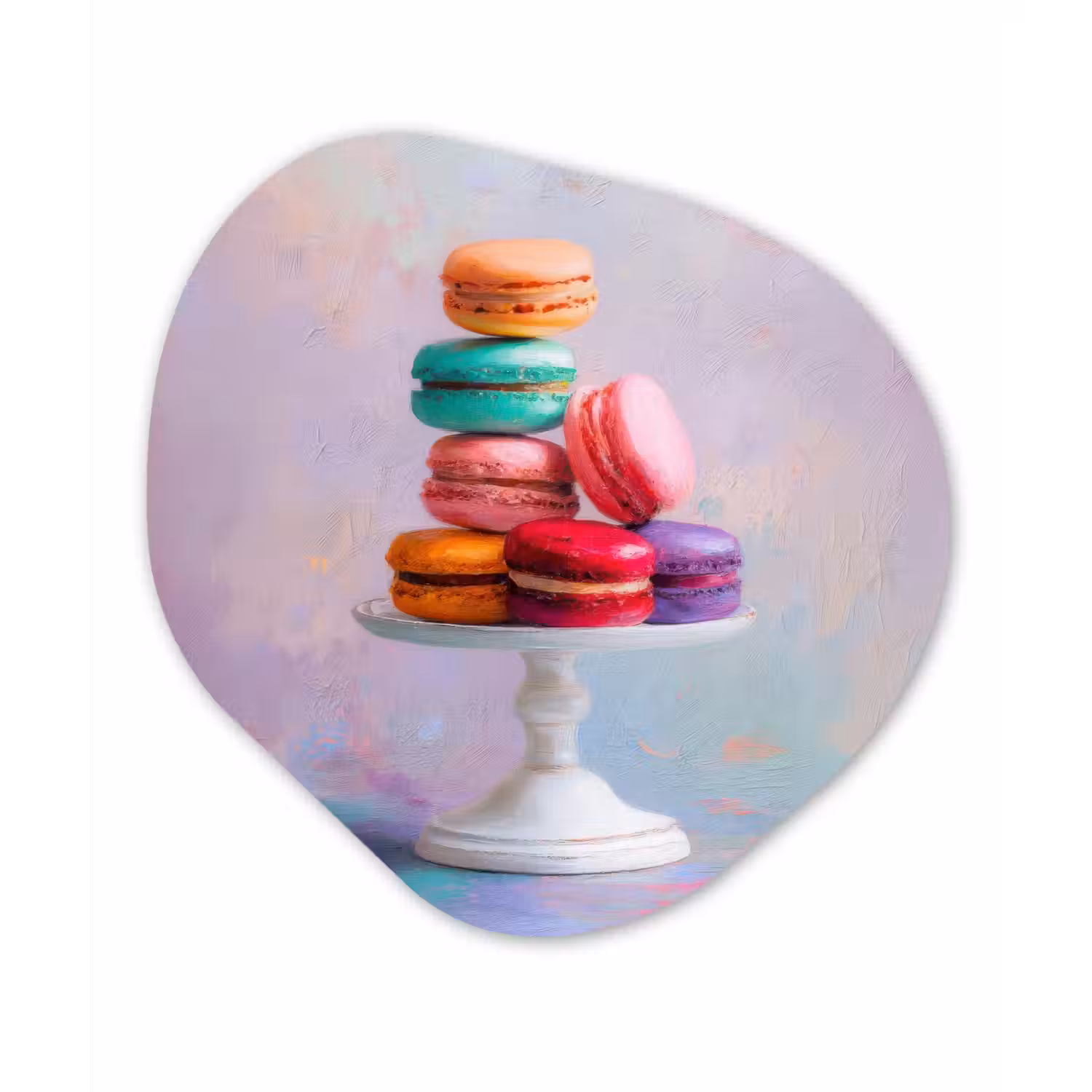 Macarons - Schaal - Pastel - Kleurrijk Wandcirkel Organisch Aluminium middel -3d