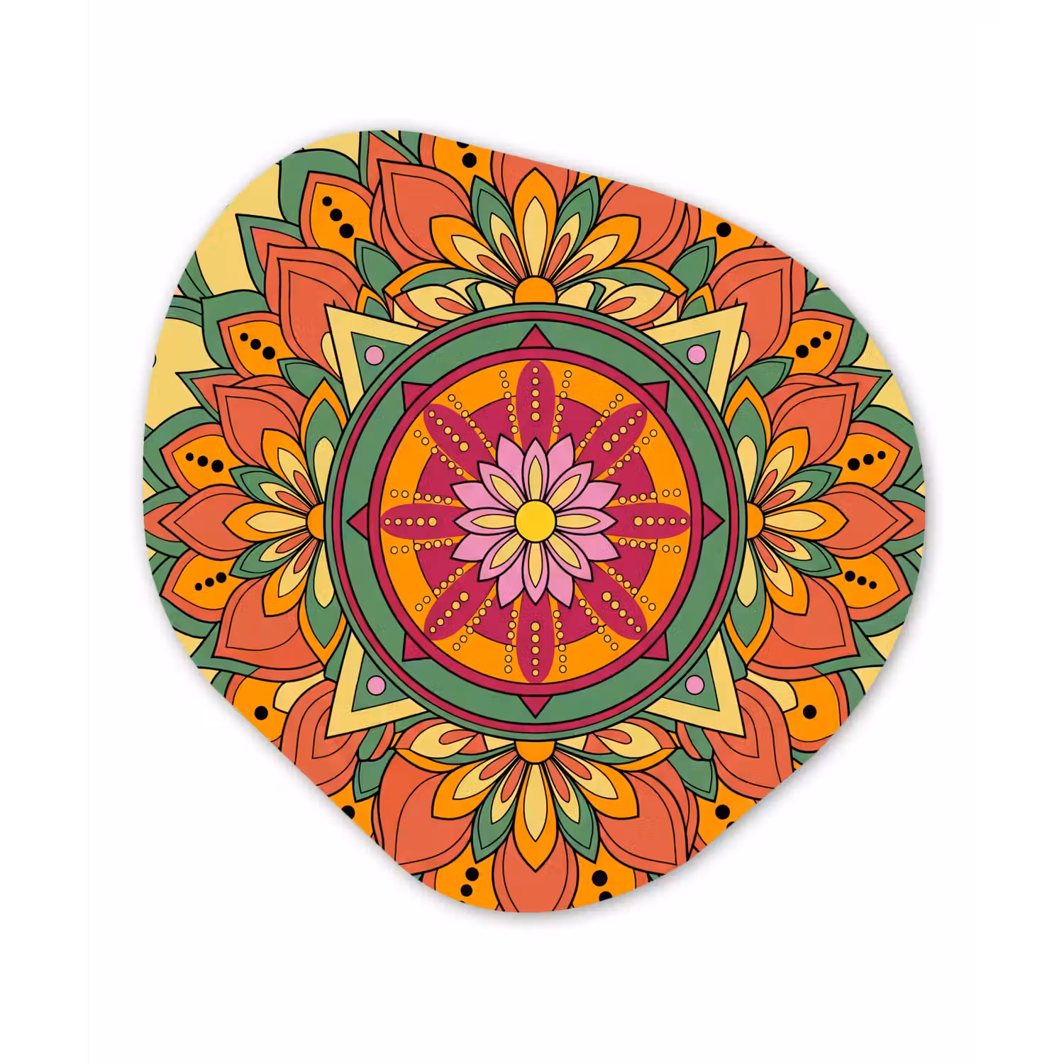 Mandala - Bloemen - Abstract - Kleurrijk Wandcirkel Organisch Aluminium middel -3d