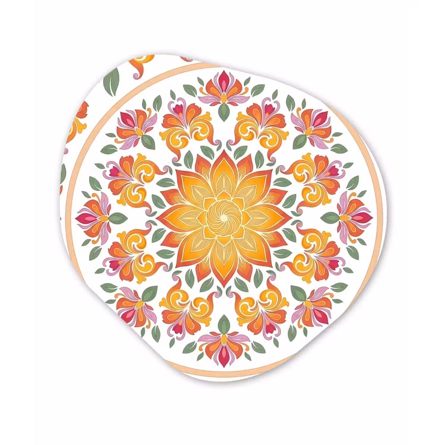 Mandala - Bloemen - Decoratie - Kleurrijk - Abstract Wandcirkel Organisch Aluminium middel -3d