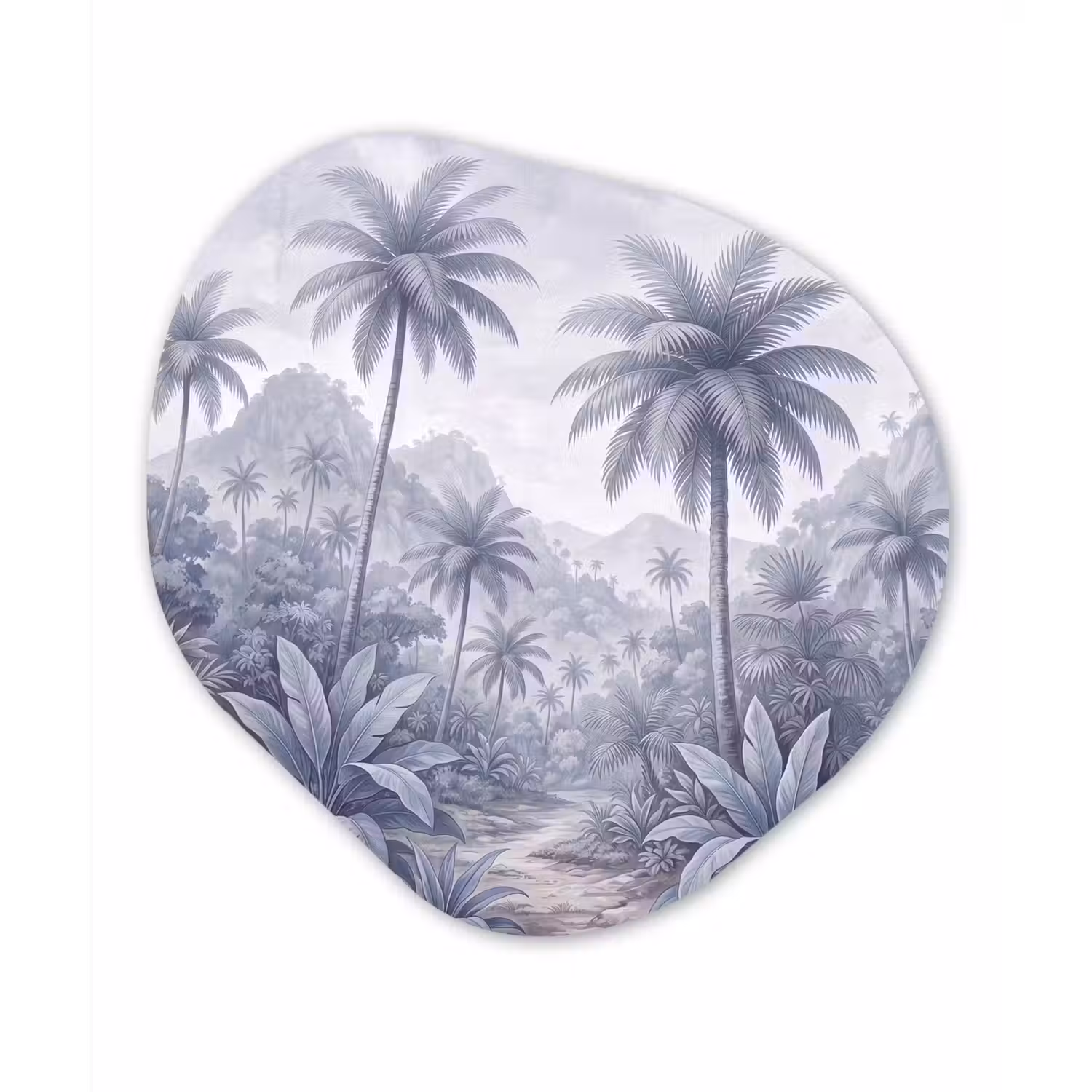 Natuur - Boom - Tropisch - Landschap - Blauw Wandcirkel Organisch Aluminium middel -3d