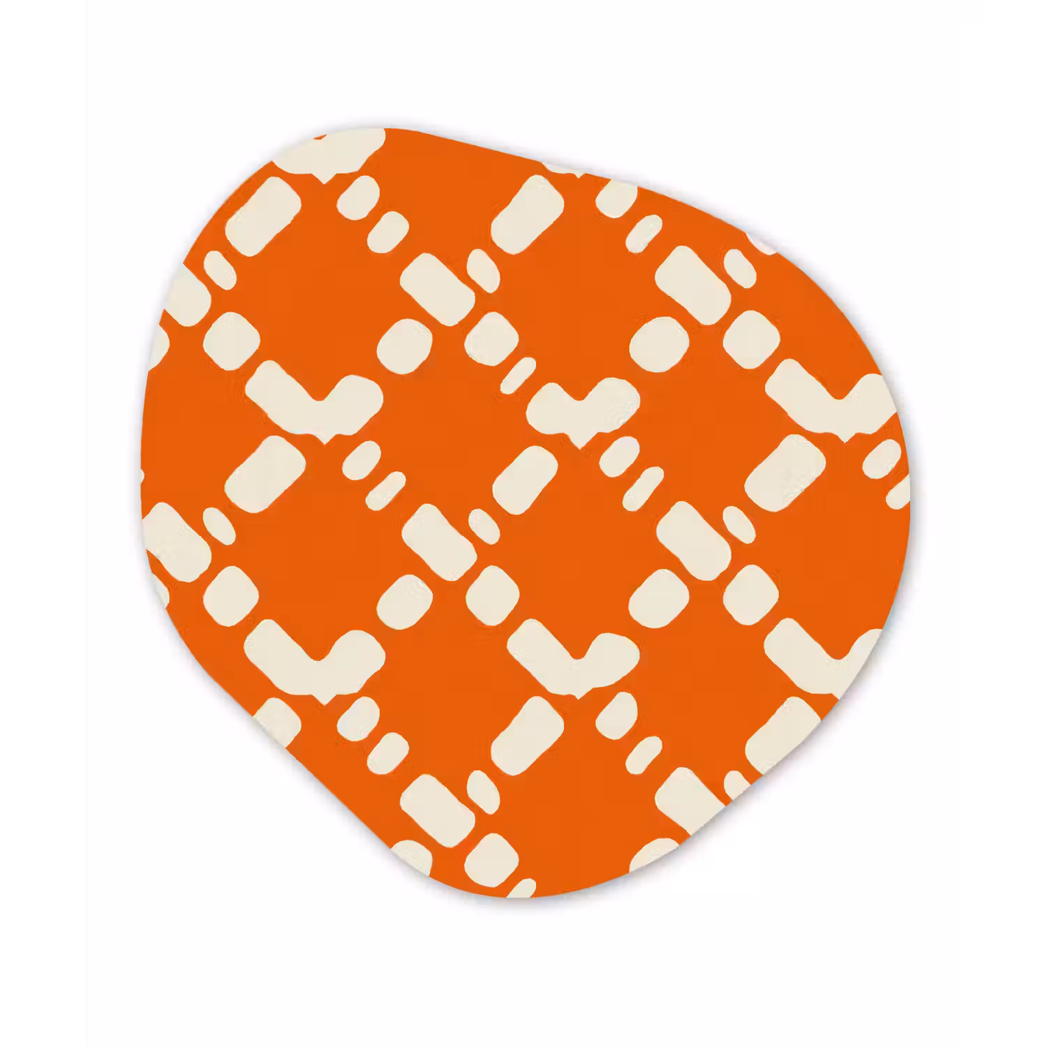 Oranje - Ruitpatroon - Wit Wandcirkel Organisch Aluminium middel 851 -3d