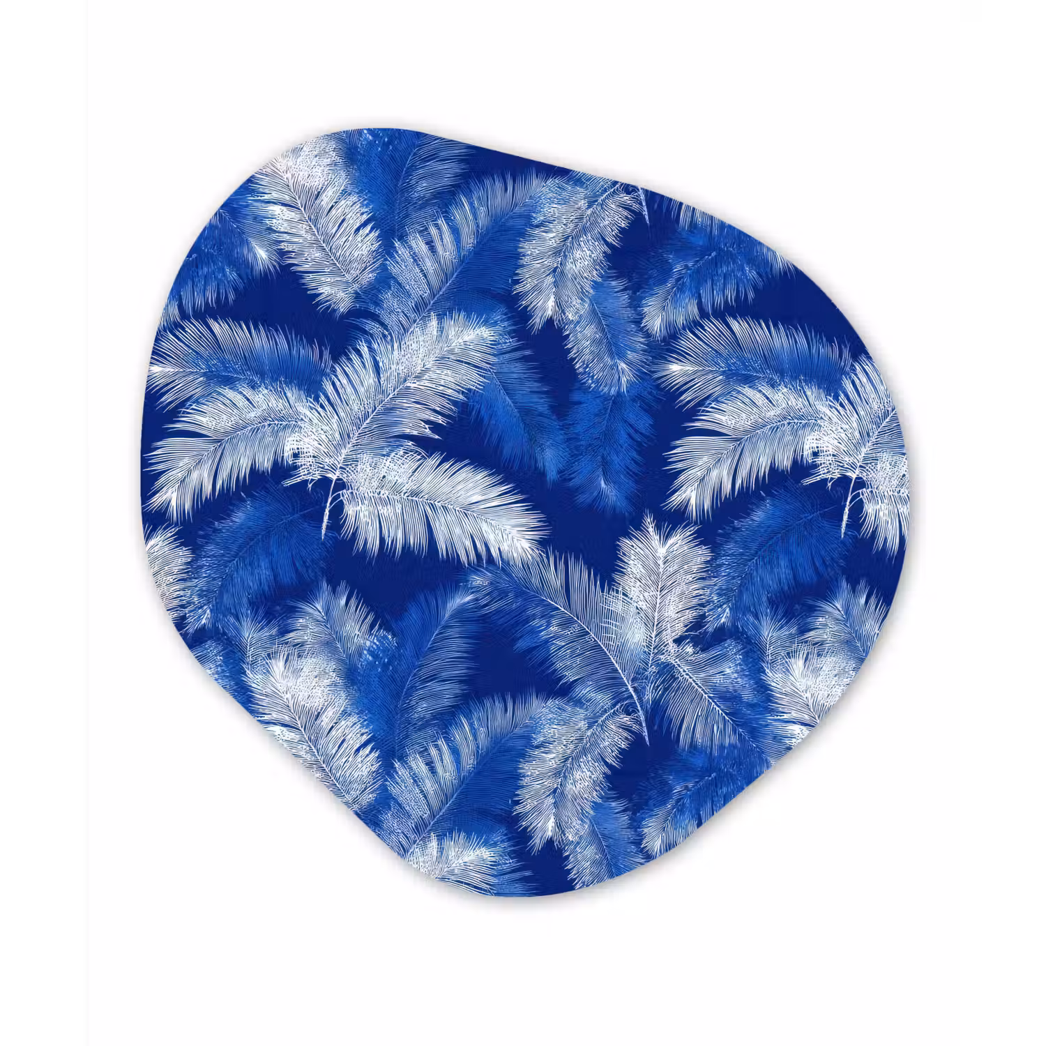 Palmblad - Patroon - Blauw Wandcirkel Organisch Aluminium middel 851 -3d