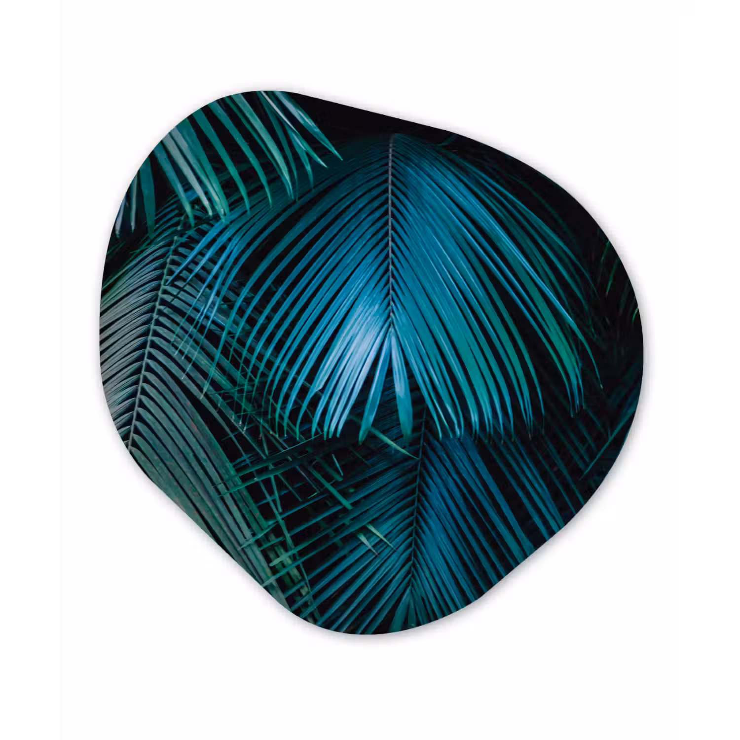 Palmblad - Tropisch - Natuur - Jungle Wandcirkel Organisch Aluminium middel -3d