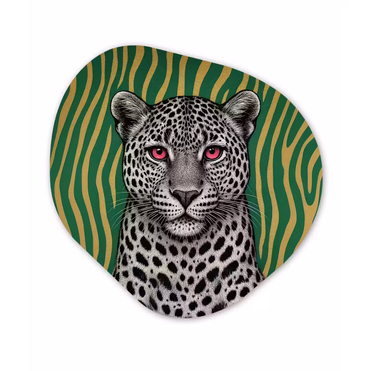 Panter - Zebrapatroon - Groen Wandcirkel Organisch Aluminium middel -3d