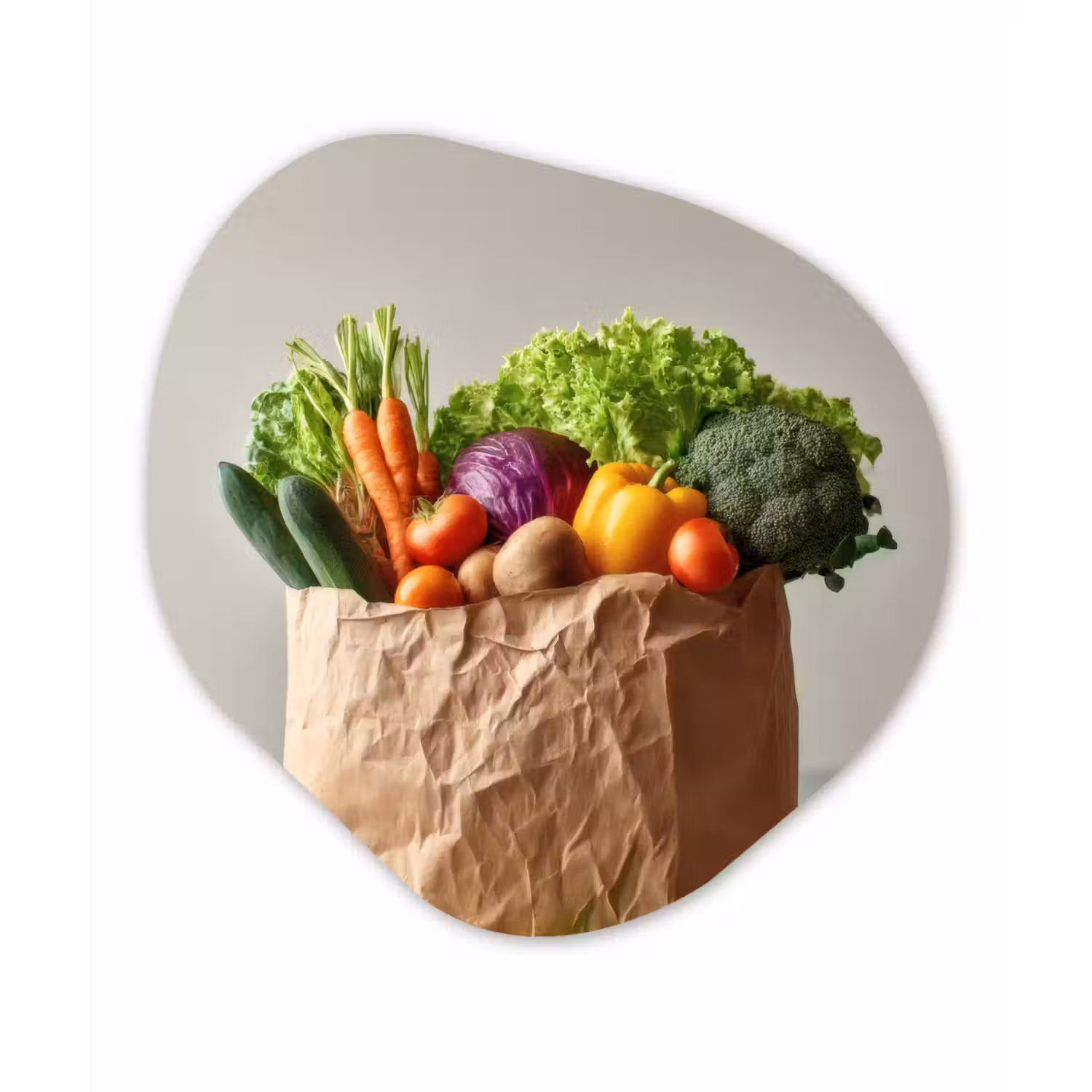 Papieren - Boodschappen - Groente - Kleurrijk Wandcirkel Organisch Aluminium middel -3d