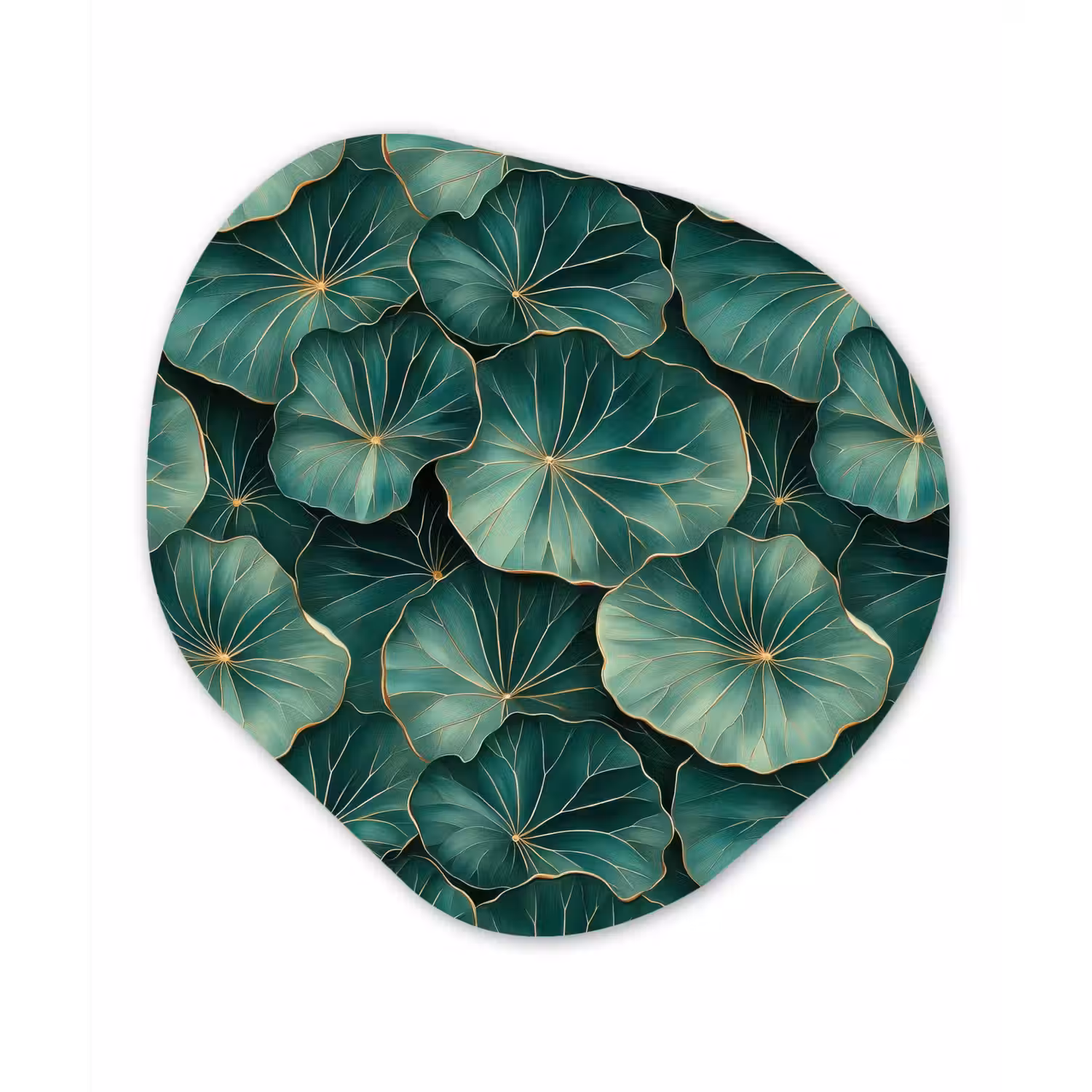 Patroon - Bladeren - Groen Wandcirkel Organisch Aluminium middel 851 -3d
