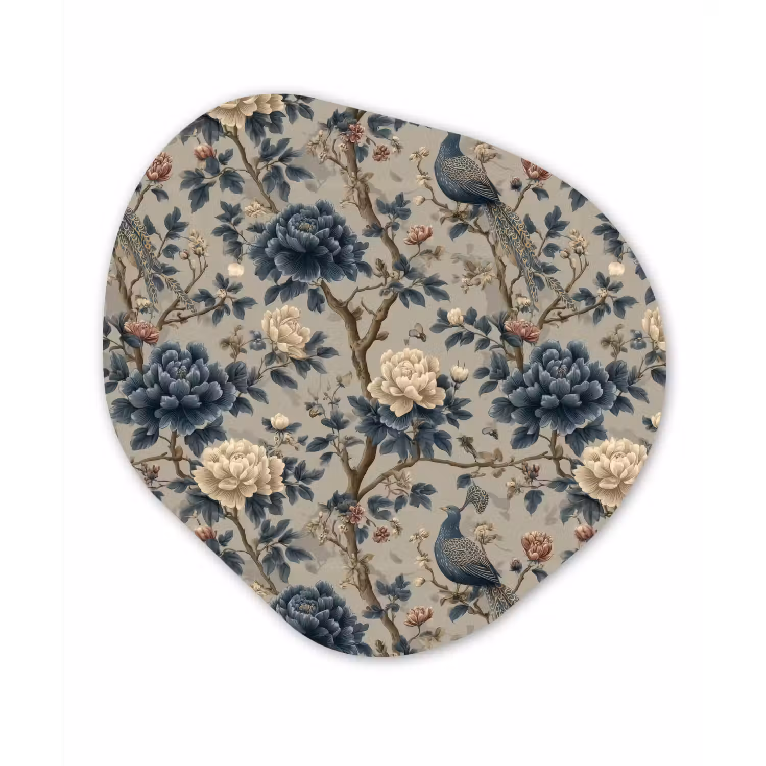 Pauw - Bloemen - Blauw Wandcirkel Organisch Aluminium middel 851 -3d