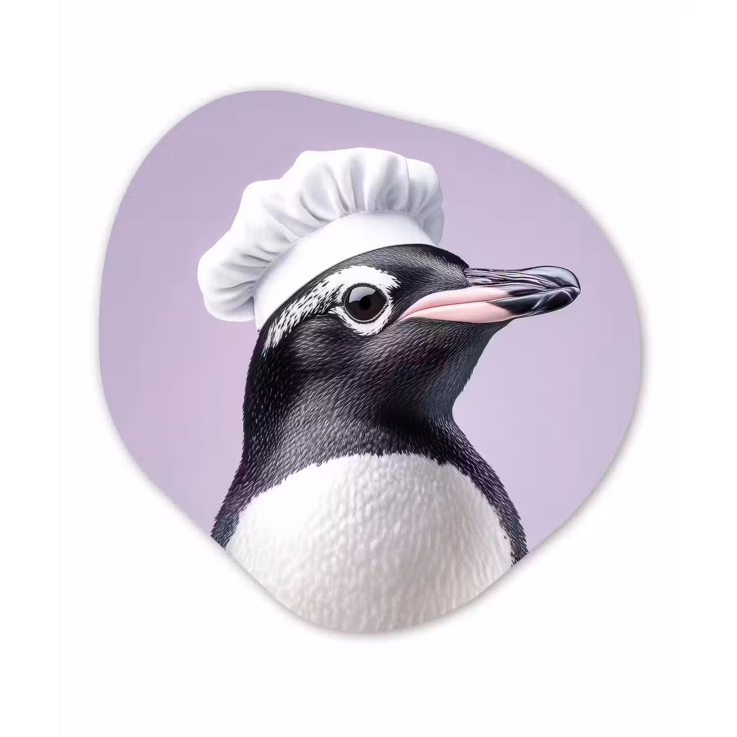 Pinguïn - Koksmuts - Lief - Paars Wandcirkel Organisch Aluminium middel -3d