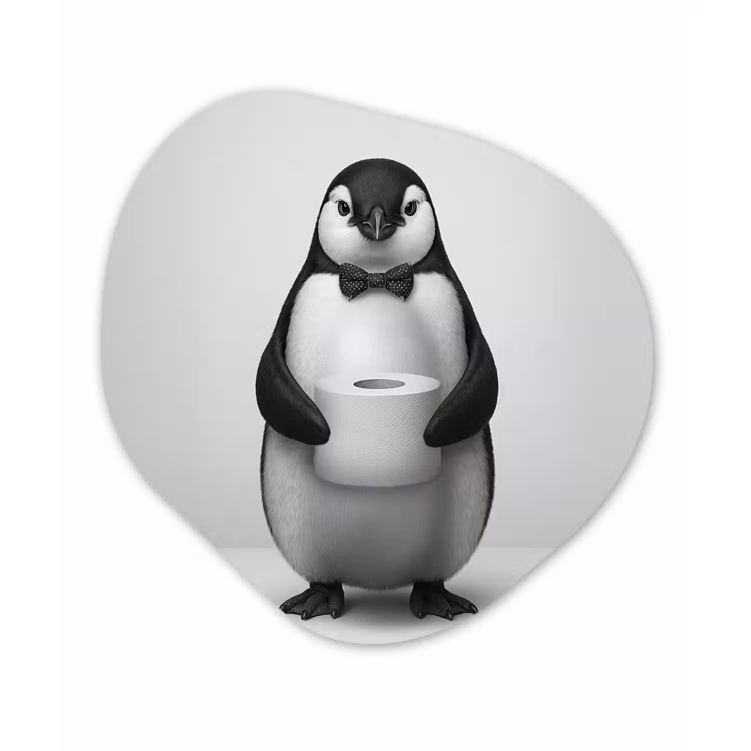 Pinguïn - WC rol - Wit Wandcirkel Organisch Aluminium middel -3d