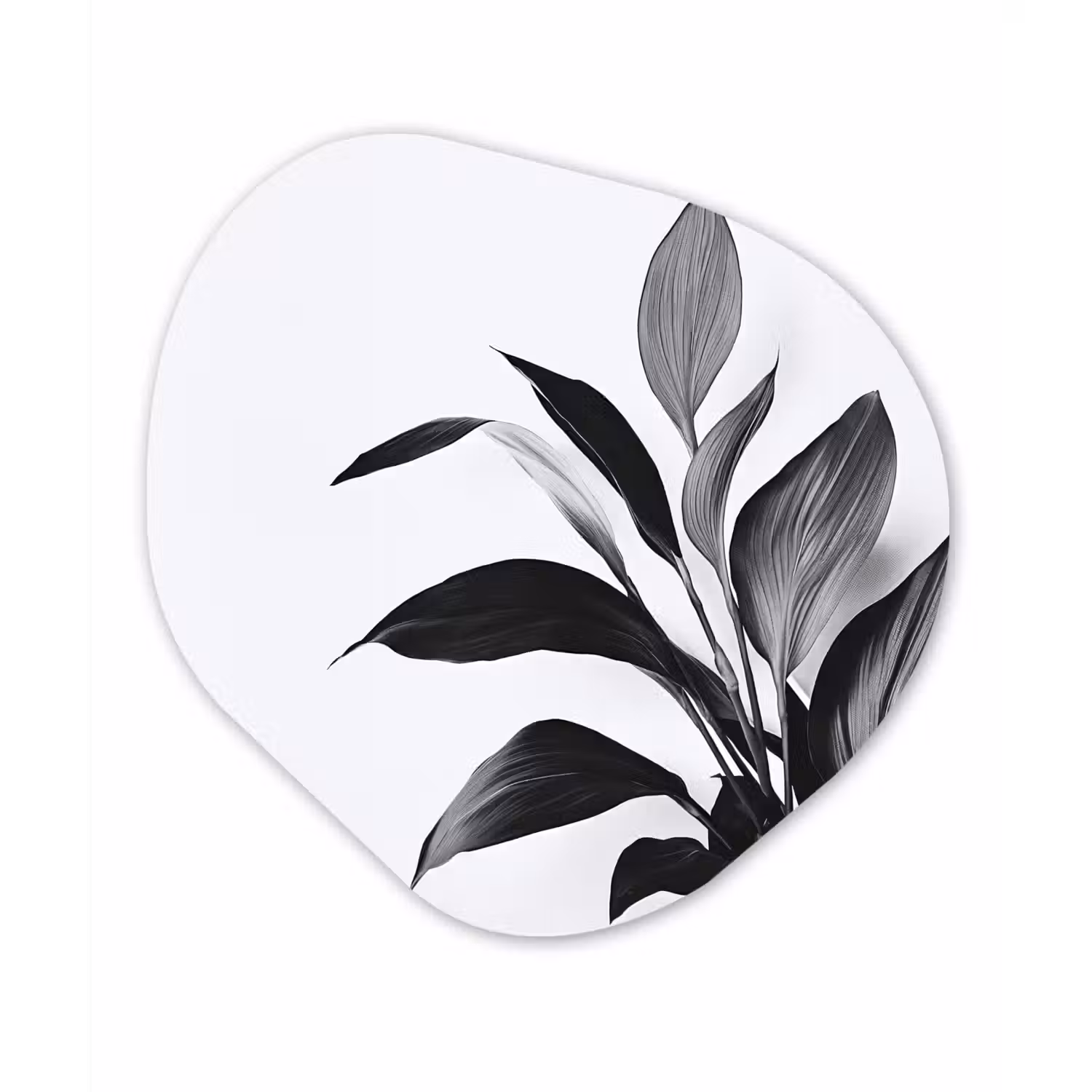 Plant - Bladeren - Minimalistisch - Zwart Wandcirkel Organisch Aluminium middel -3d