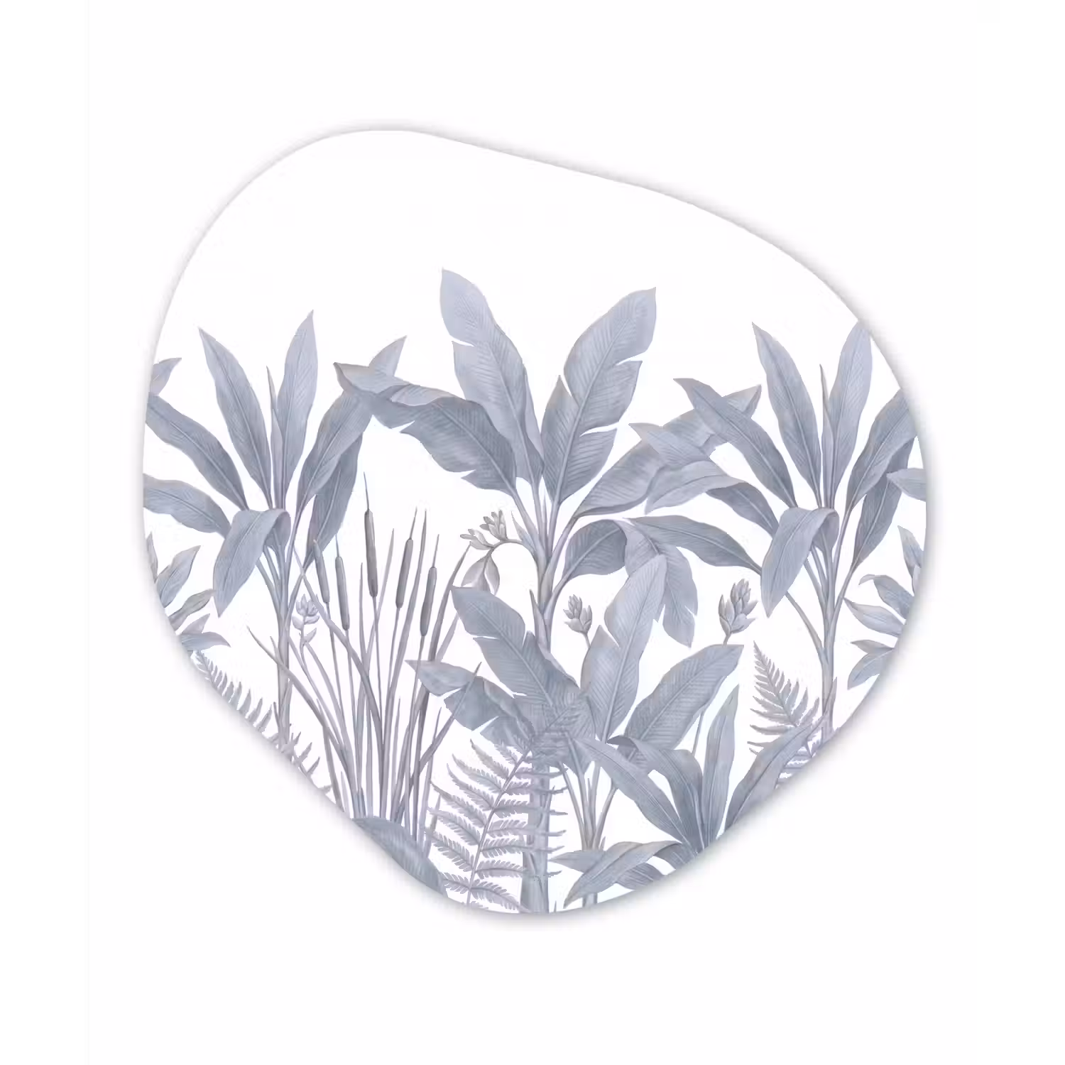 Planten - Bladeren - Natuur - Grijs Wandcirkel Organisch Aluminium middel -3d