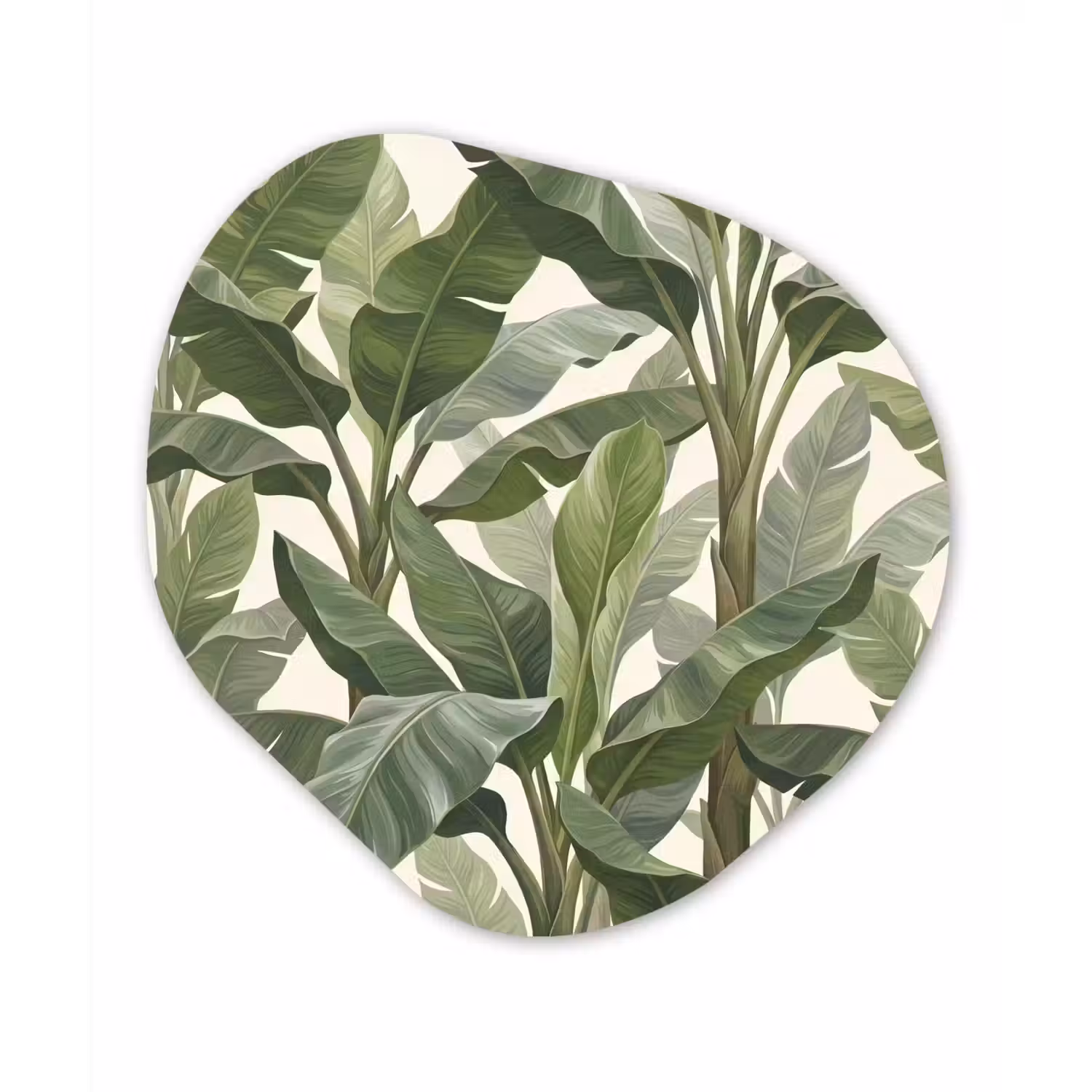 Planten - Bladeren - Tropisch - Groen Wandcirkel Organisch Aluminium middel -3d