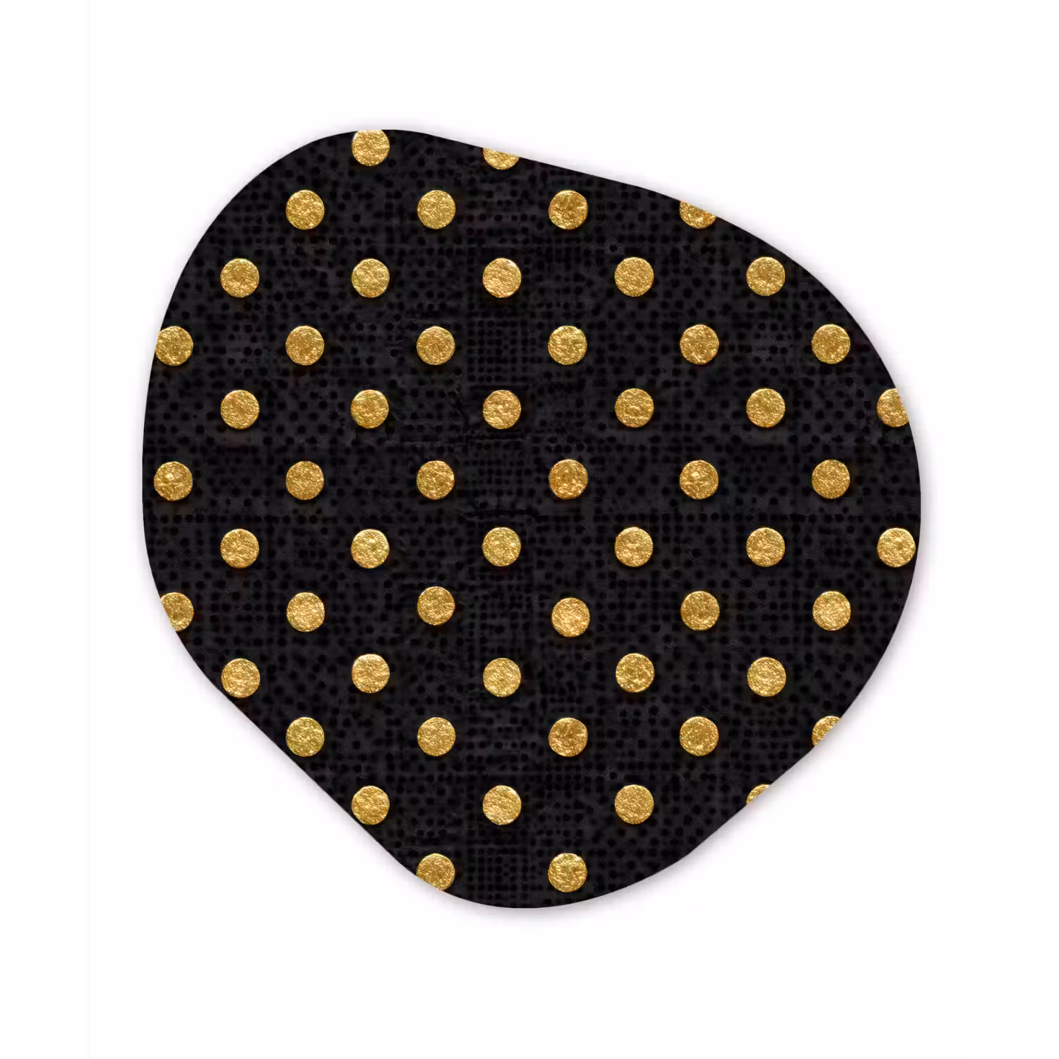 Polka Dot - Stippen - Goud - Zwart Wandcirkel Organisch Aluminium middel 851 -3d