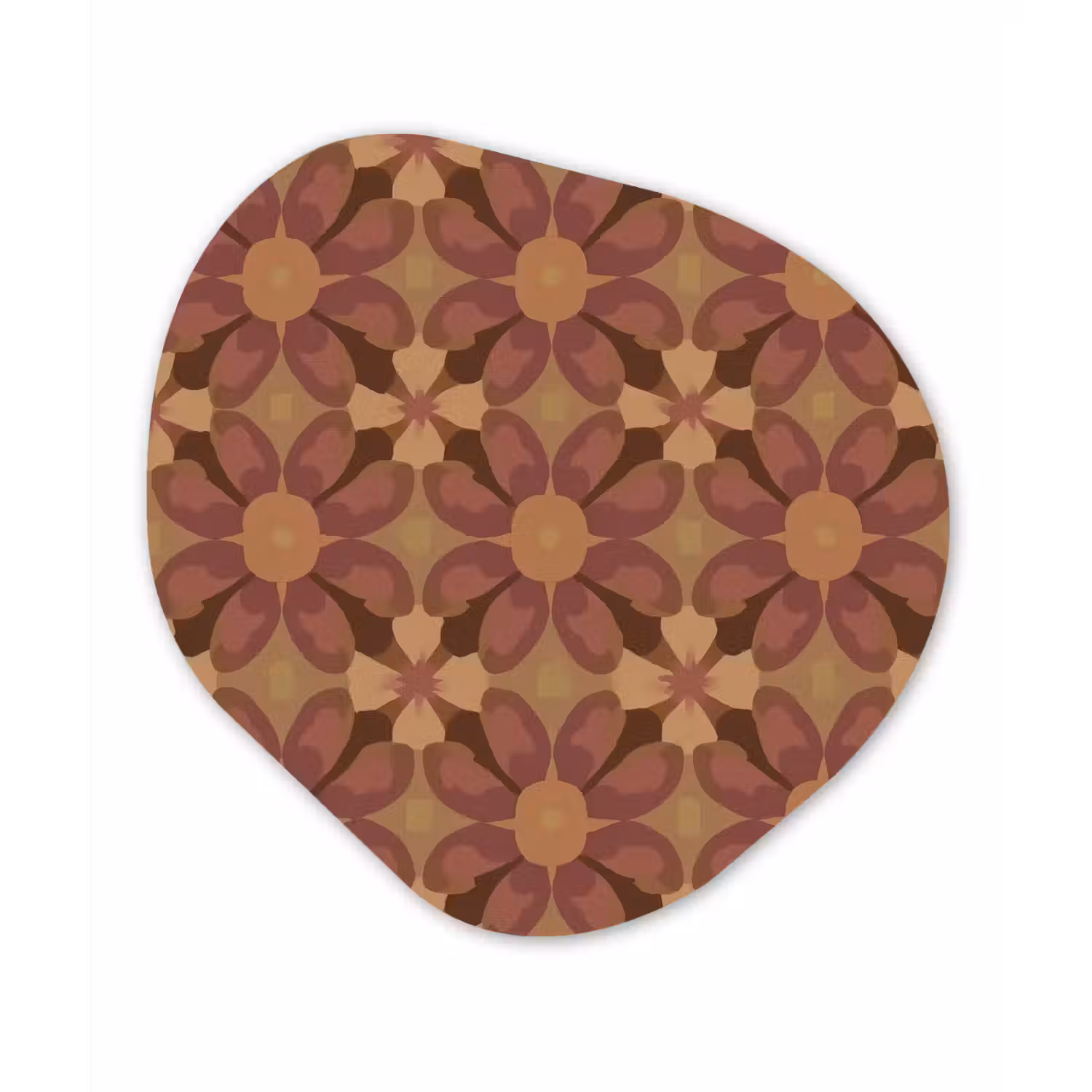 Retro - Bloemen - Bruin Wandcirkel Organisch Aluminium middel 851 -3d