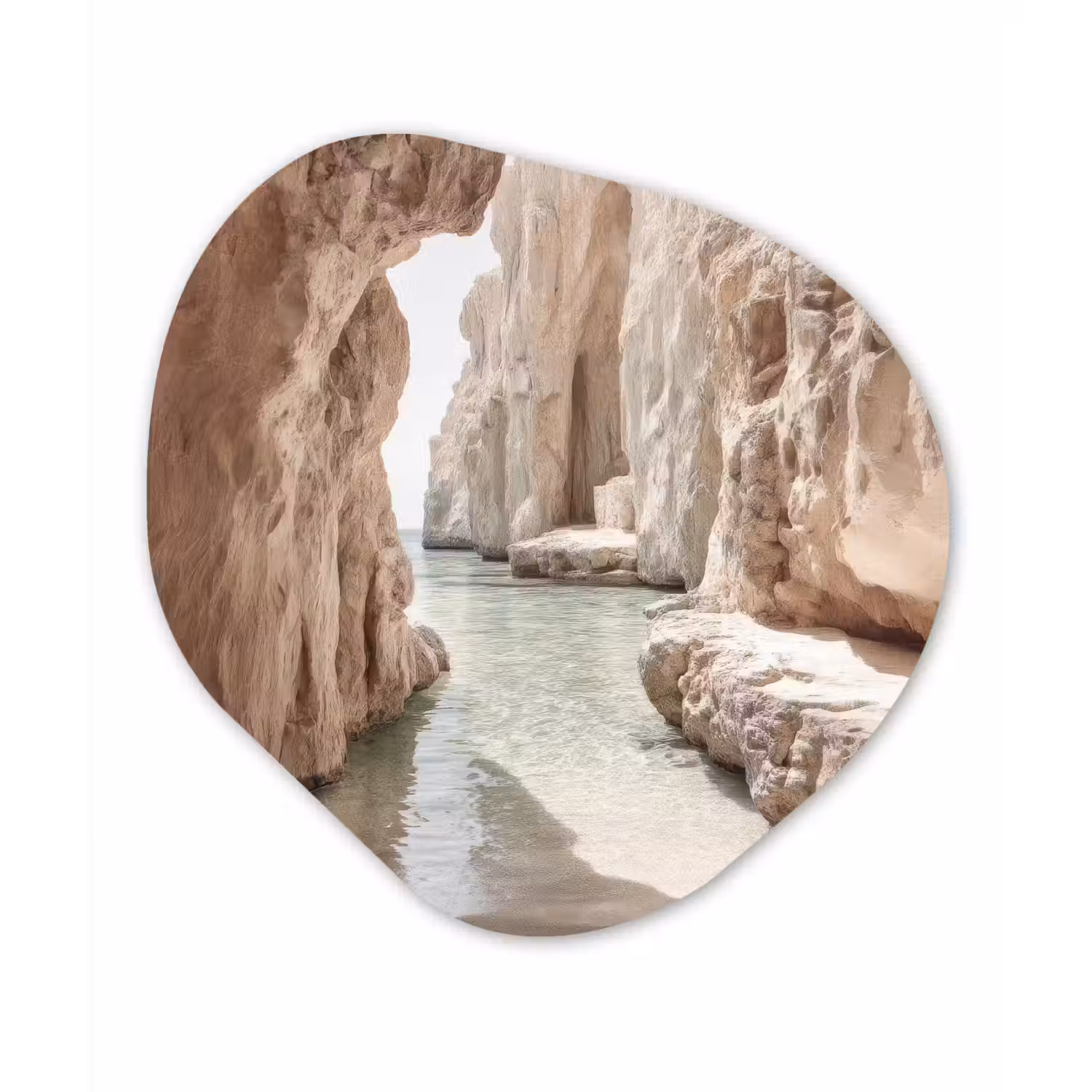 Rotsen - Zee - Zand - Kloof Wandcirkel Organisch Aluminium middel -3d