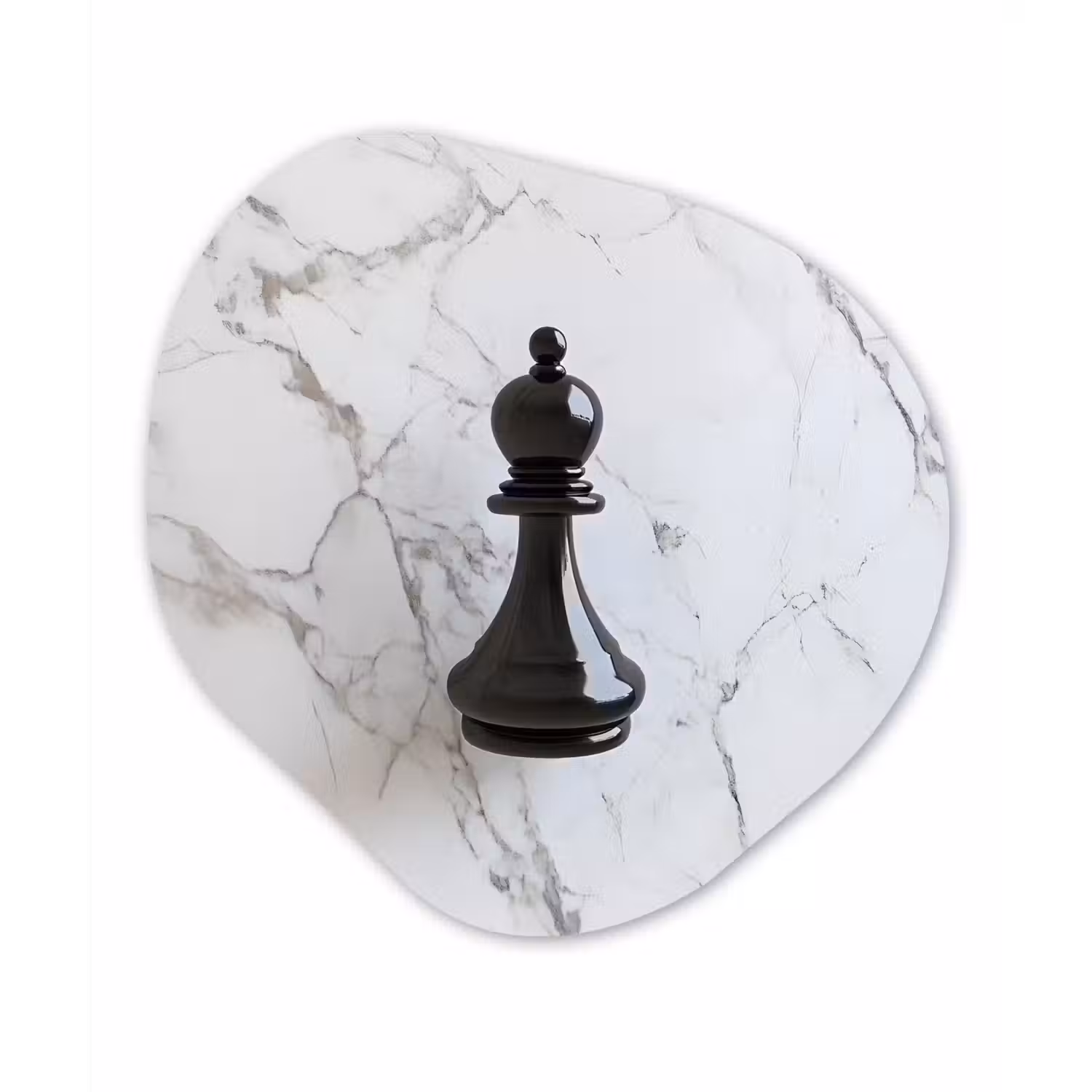 Schaakstuk - Loper - Zwart - Marmer Wandcirkel Organisch Aluminium middel -3d